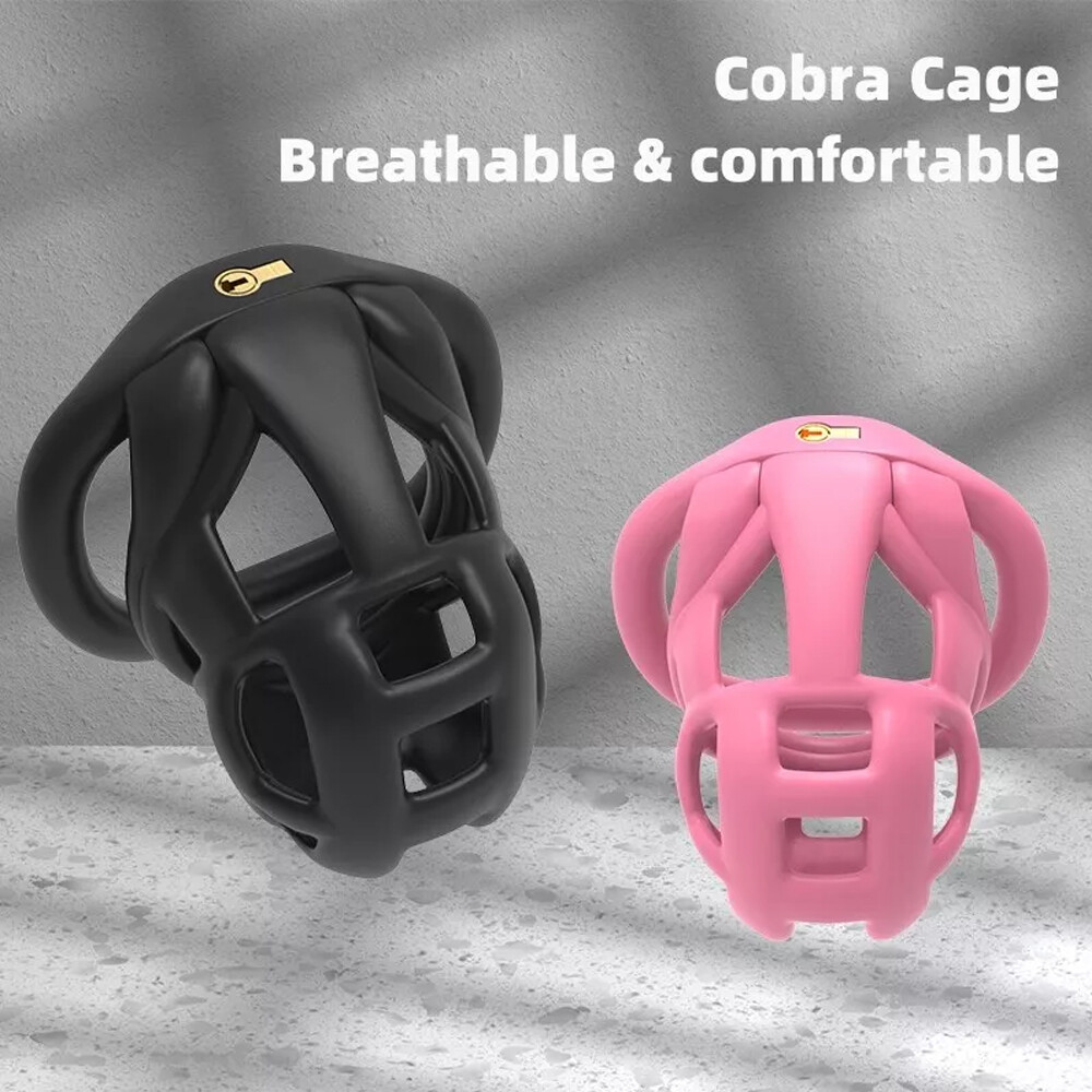 NEW 3D Printed Cobra Pro Cage Male Chastity Device Mini Lock Flat/Arc Rings US