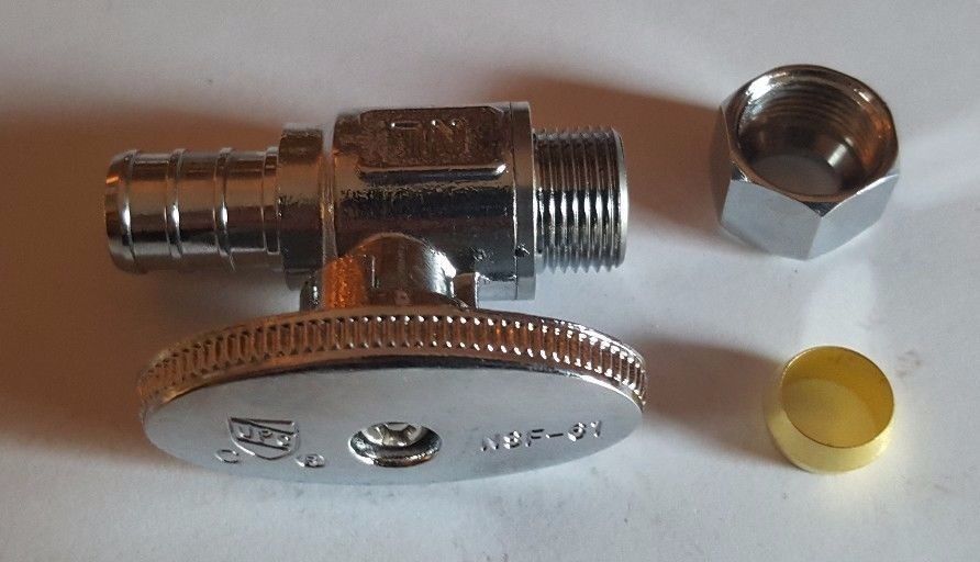 100 PIECES 1/2" PEX X 3/8"OD BRASS 1/4 TURN STRAIGHT STOP VALVE (LEAD-FREE)