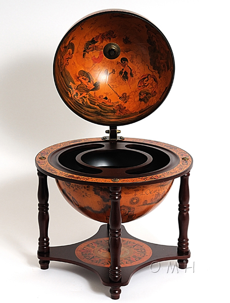 Nautical Hide A Bar Table Top Old World Style Globe Hidden Pub Wooden 13" New