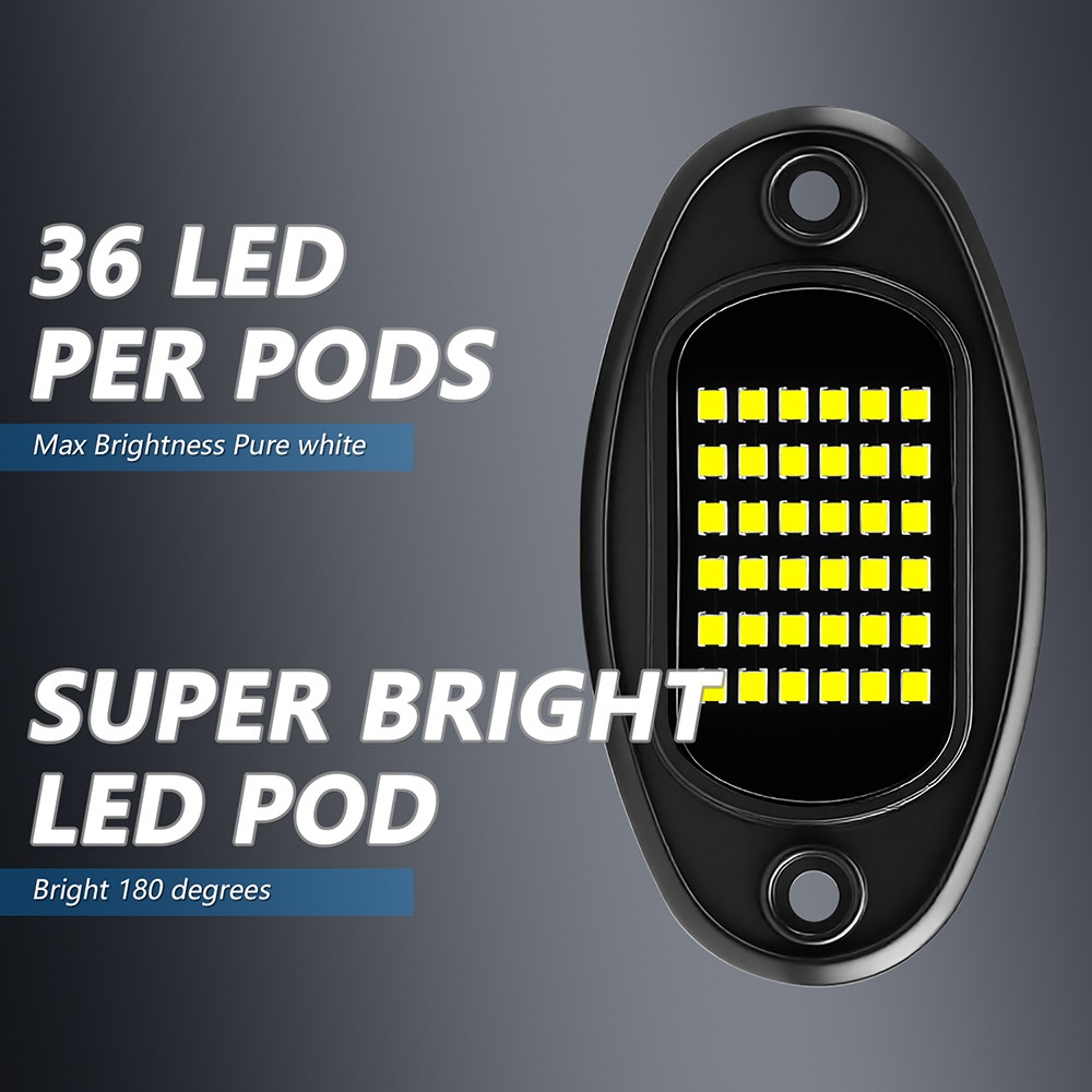 8 x Pure White LED Rock Lights Underbody Glow Lamp for Offroad SUV Pickup Truck