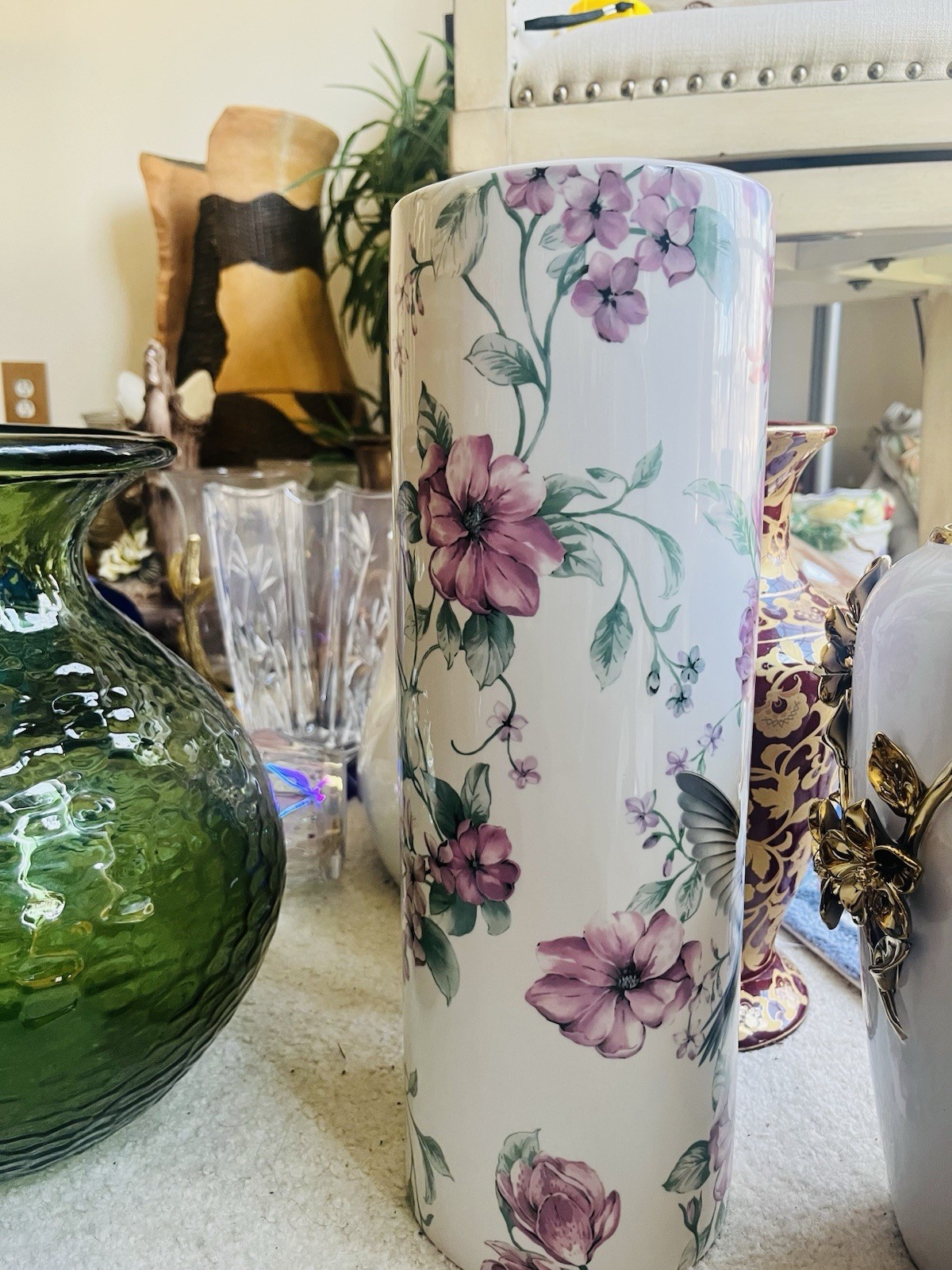 Beautiful Colorful Flower Bird Umbrella Stand Holder Floral /Vase NICE