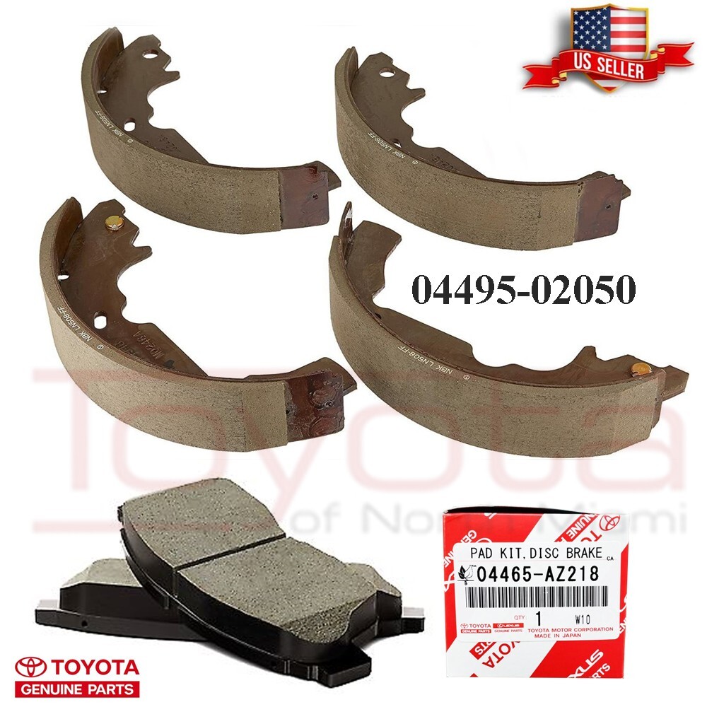 OEM Toyota Corolla Rear Drum Shoes 04495-02050 & Front Brake Pads 04465-AZ218