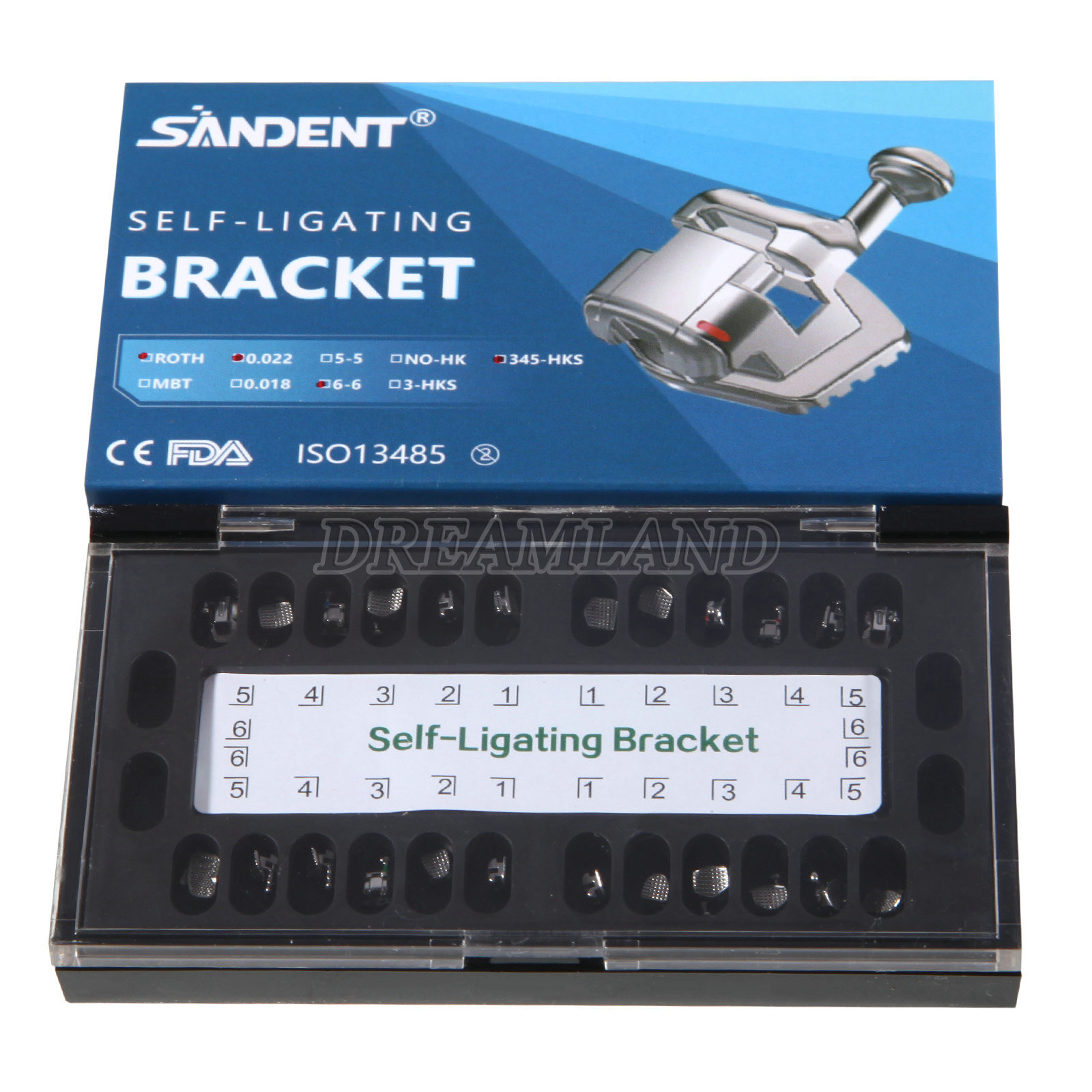 10 Packs Dental Self-Ligating Brackets Orthodontic Roth 0.022 345Hook Bracket