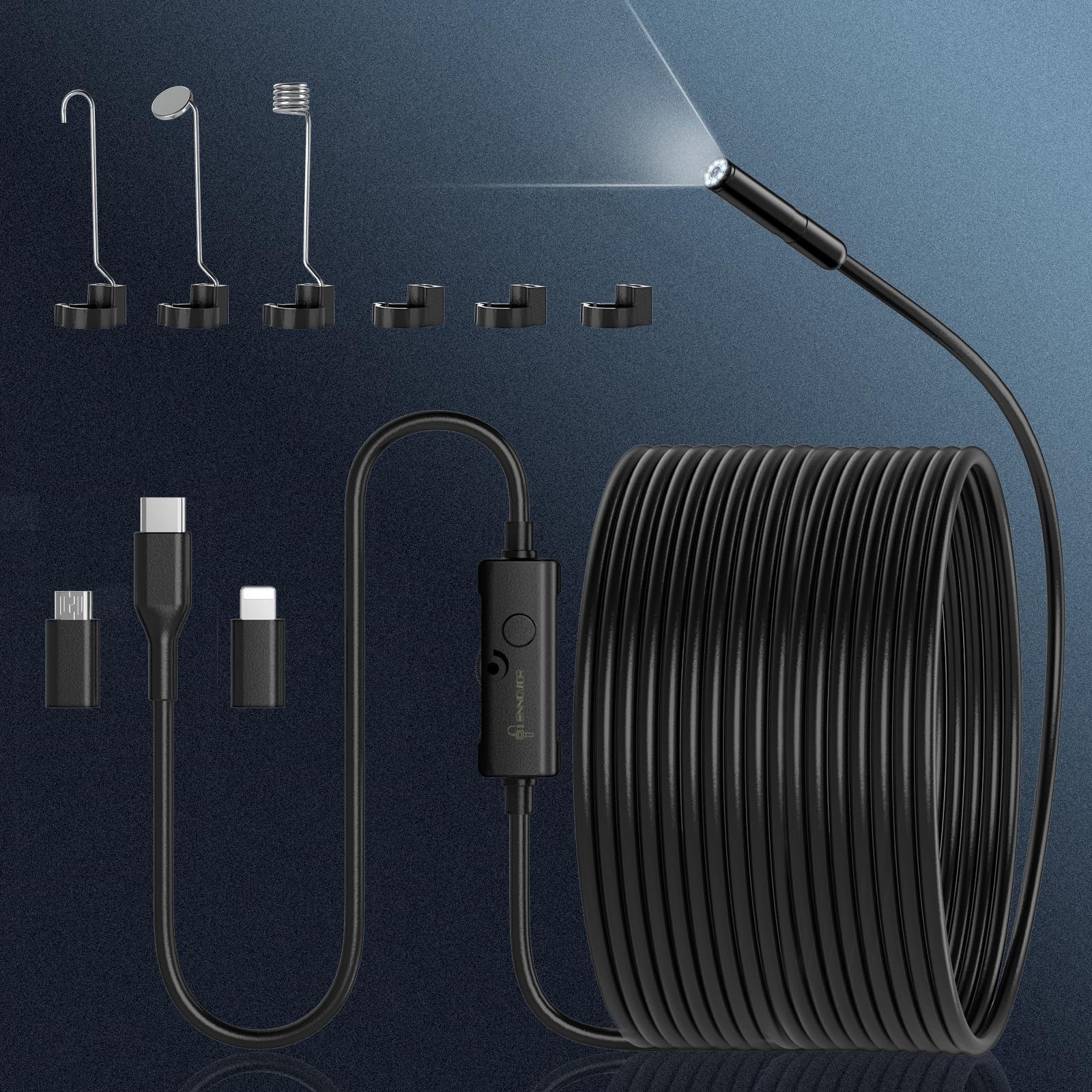 Borescope Camera with Light, 1920P HD 32.8ft Snake Camera for iOS/Android