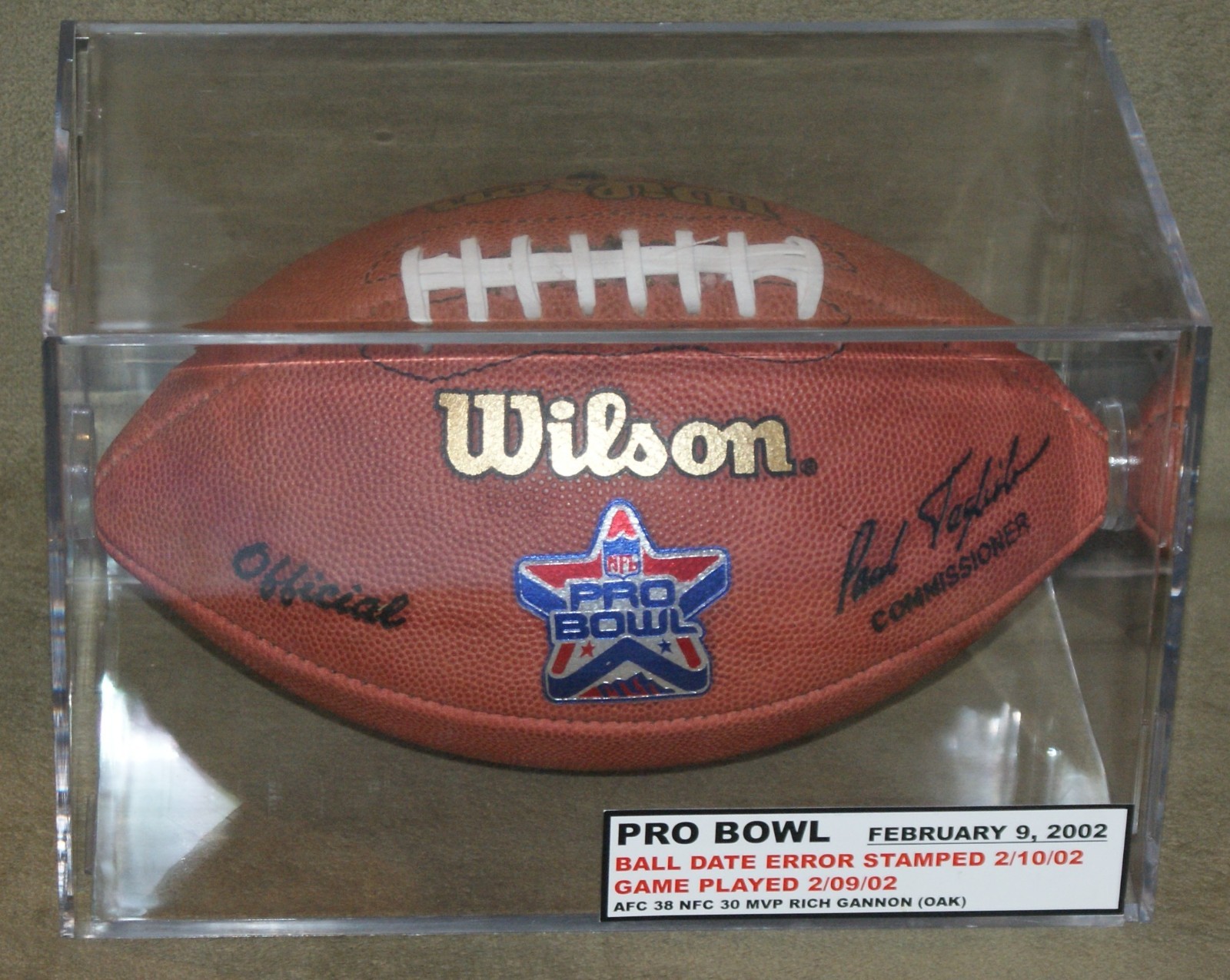 2002 Wrong Date Official Wilson NFL Pro Bowl Football Ball w/Case