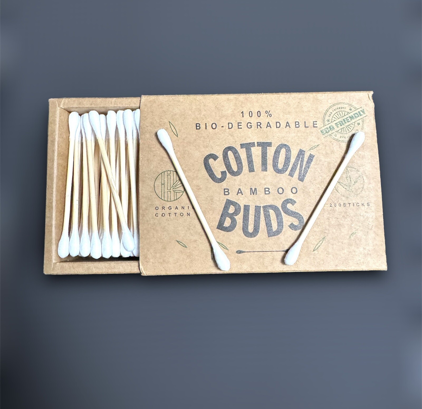 Bamboo Qtips Cotton Buds with Wooden Sticks QTips for Ears Swabs 2 Box 400 Count