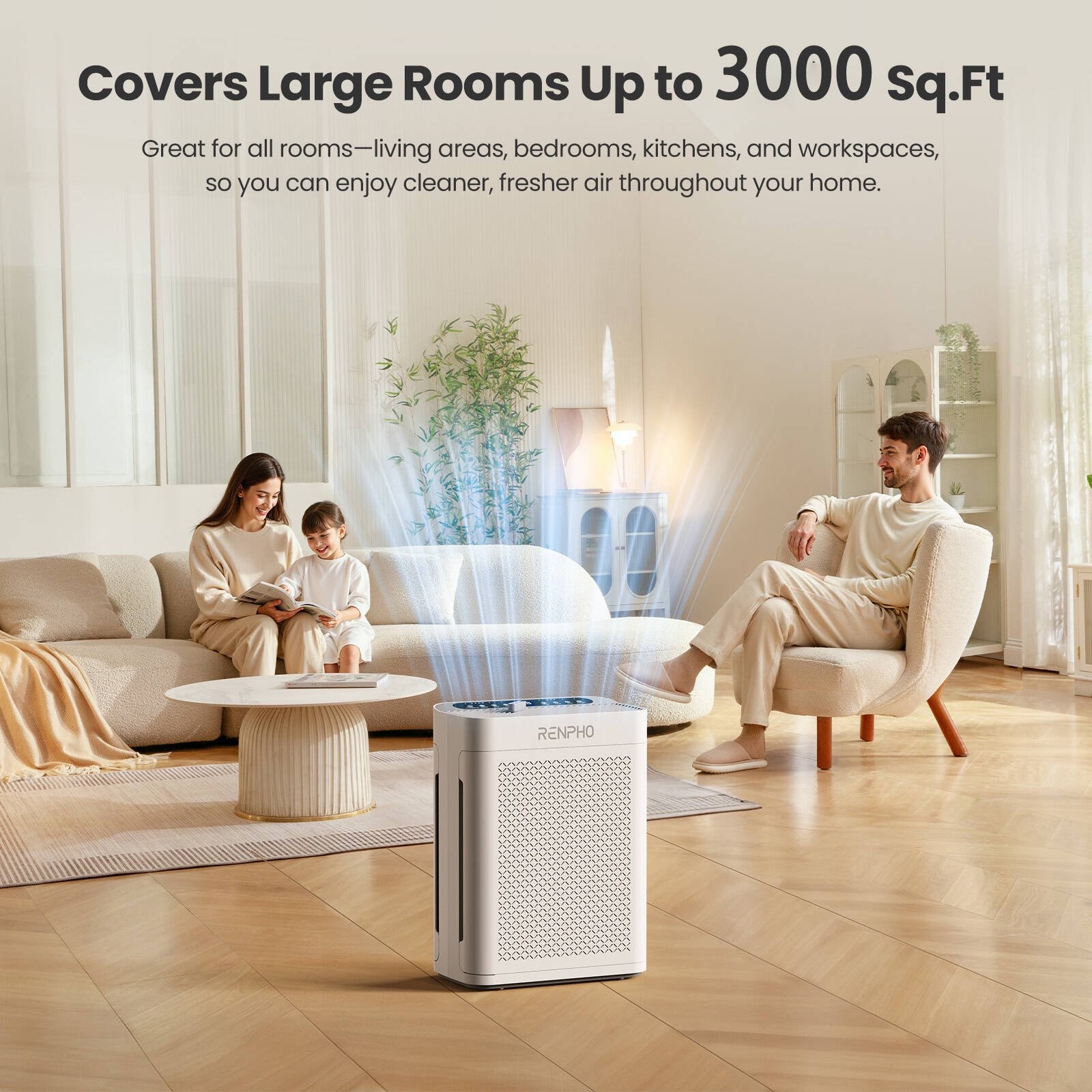 Home True HEPA Air Purifier Large Room Air Cleaner for Allergies Smoker Pet Dust