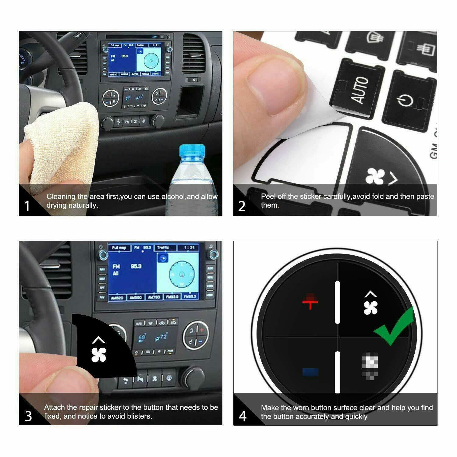 2007-2013 GM AC CLIMATE CONTROL BUTTON DECALS FITS GMC AND CHEVROLET TRUCKS