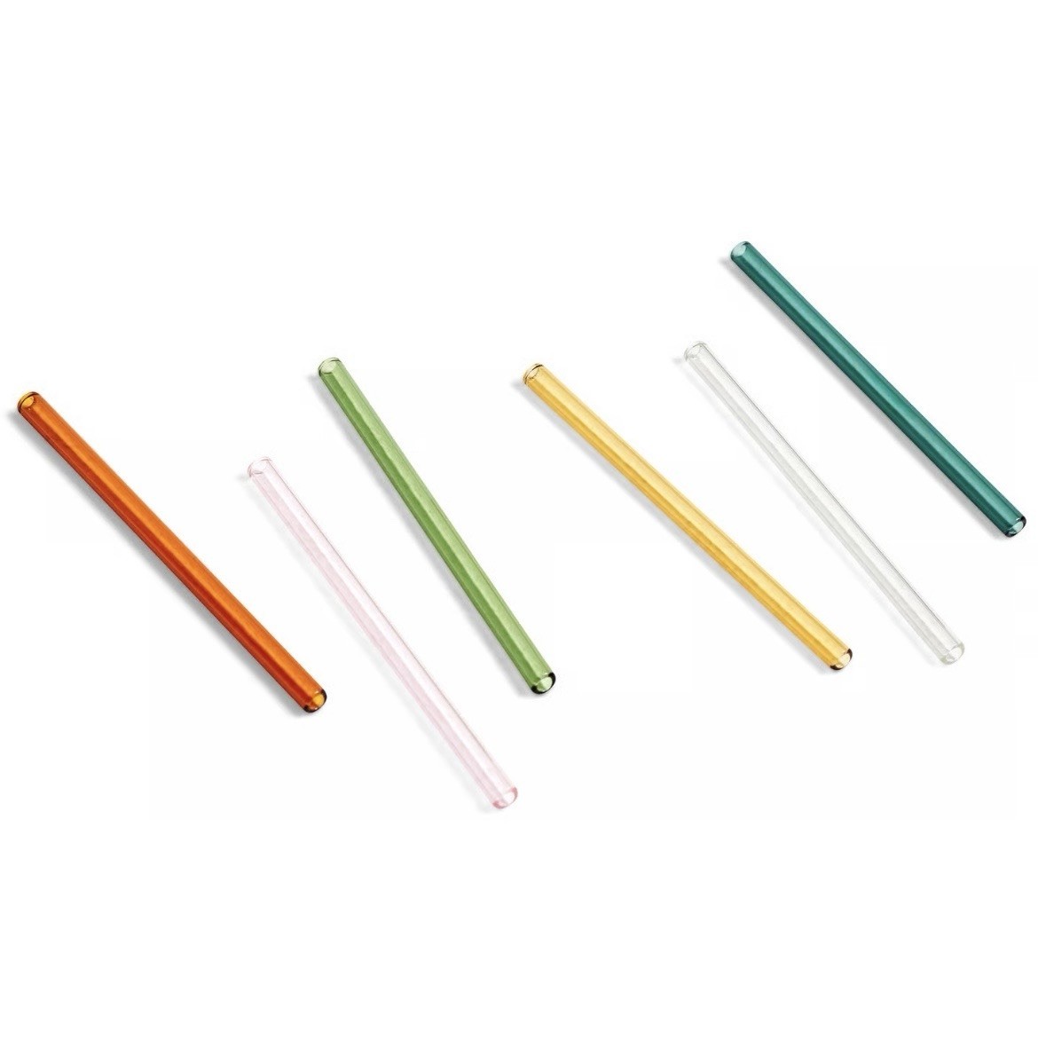 HAY Sip Handmade Reusable Glass Cocktail Straws Colorful Drinking Set Of 6 NEW