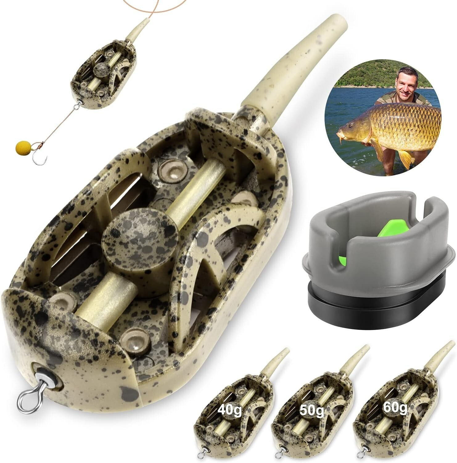 3pcs Carp Fishing Feeders Method with Fishing Weights 20g 30g 40g 50g 60g Tackle