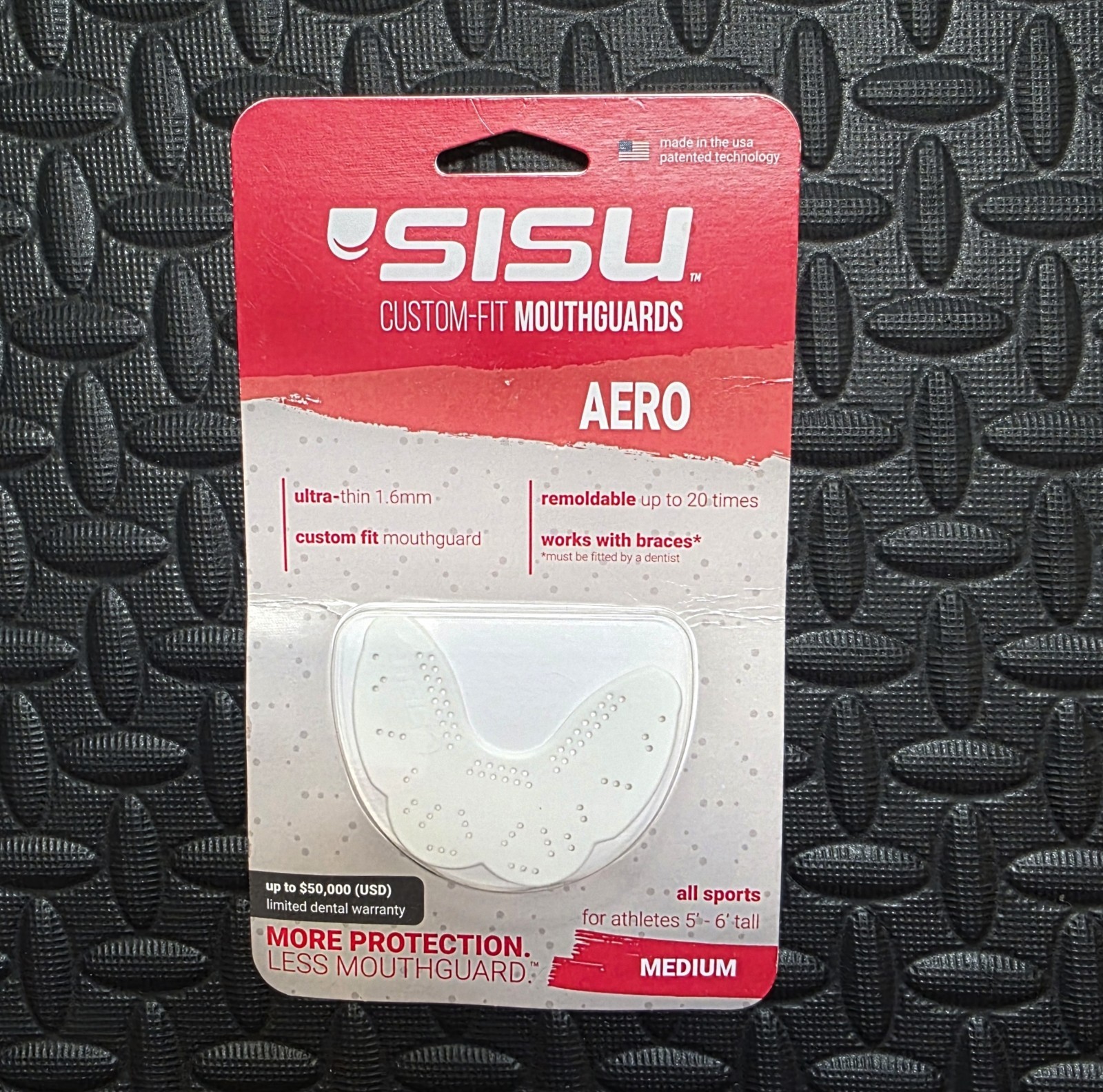 SISU Aero Medium Mouthguard White - Fits Athletes 5'-6' Tall - NEW Sealed