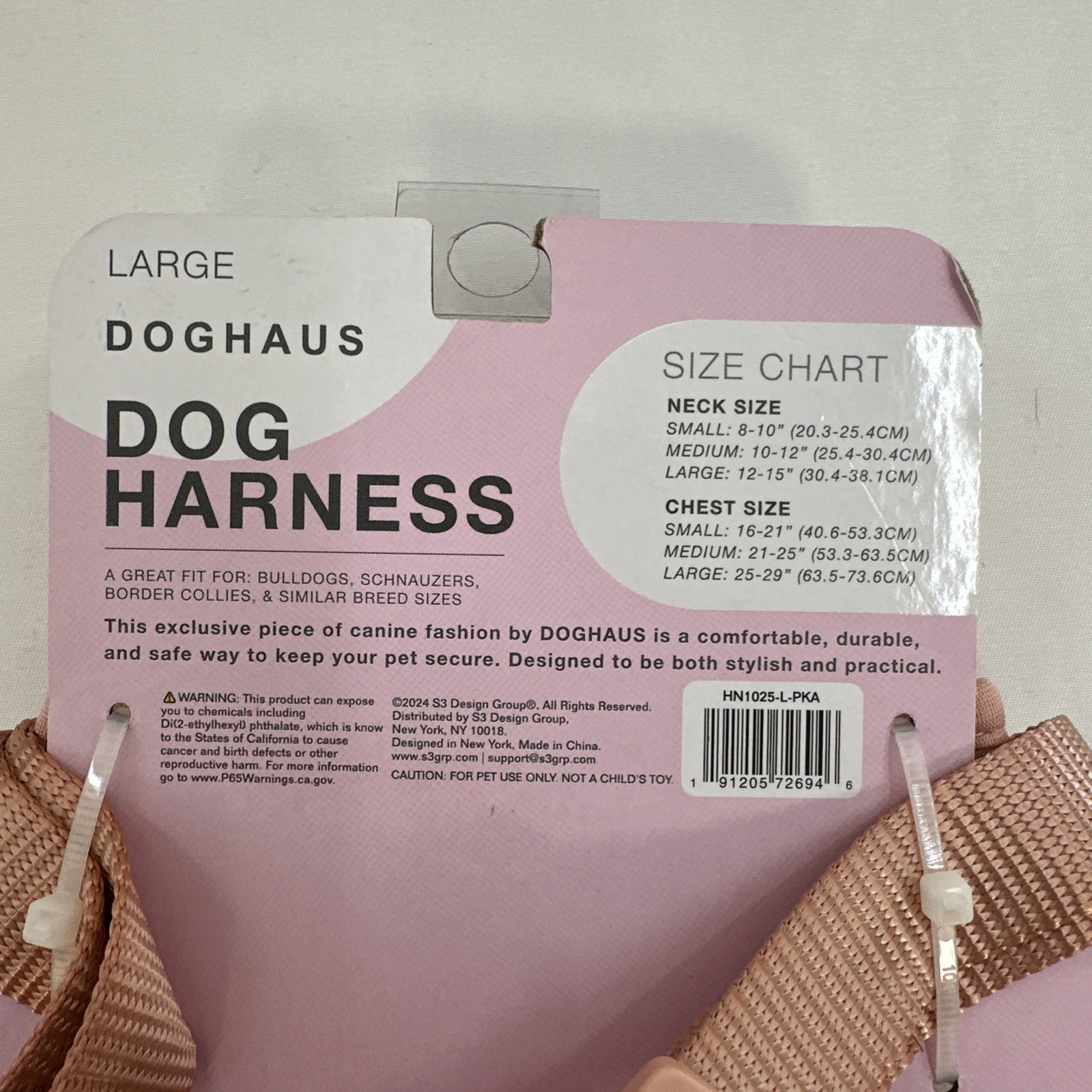 Doghaus Dog Harness LARGE (33-55lb) Salmon Pink Neoprene Mesh Adjustable Durable