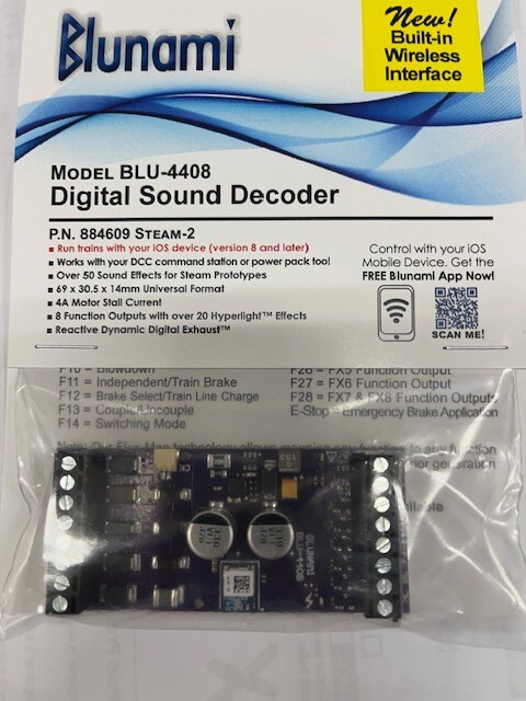 Soundtraxx BLU-4408 884609 BLUNAMI STEAM-2 8 FUNCTION UNIVERSAL , Brand New