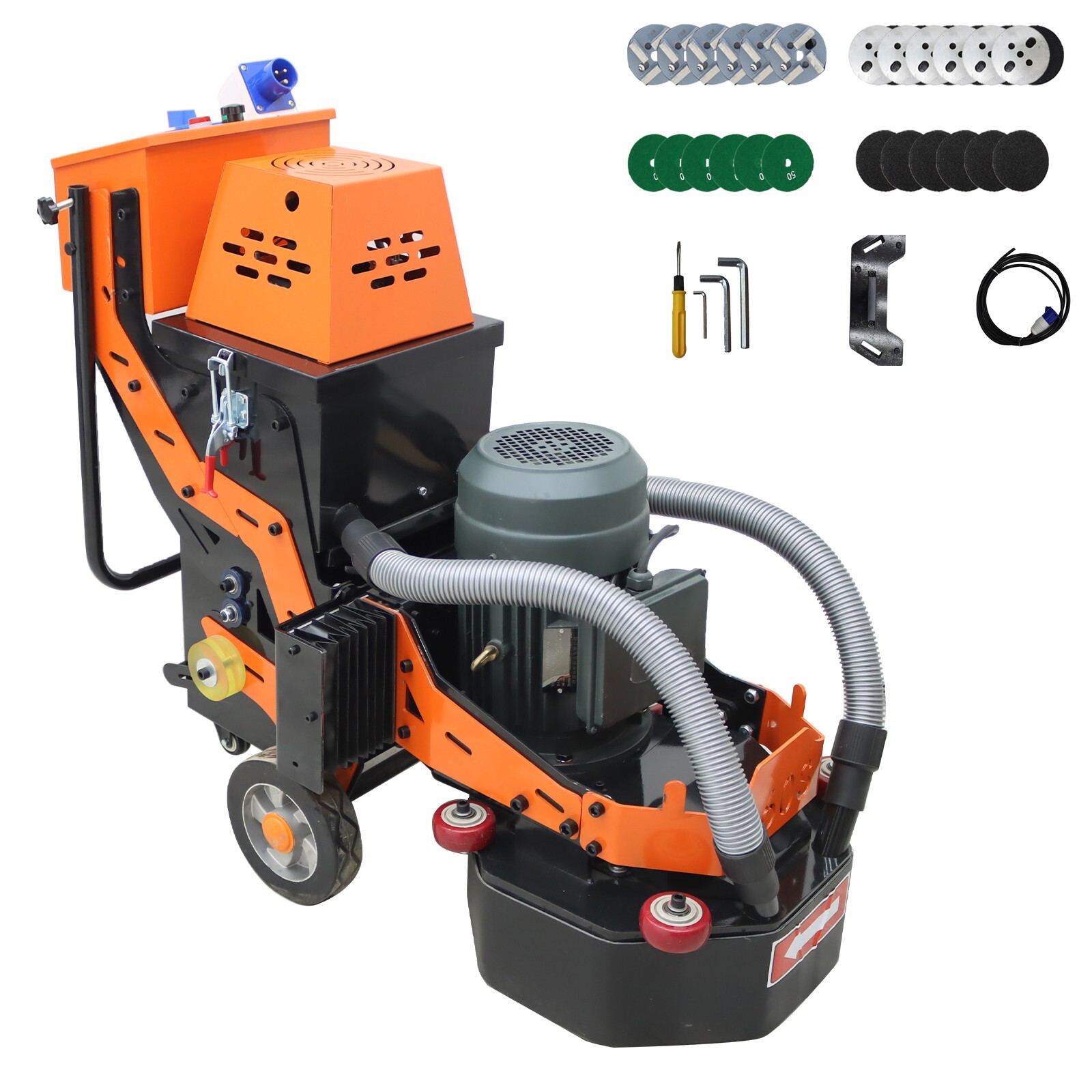 Hand-push Cement Concrete Ground Grinder Polishing Buffer Machine 220V w/6 Discs
