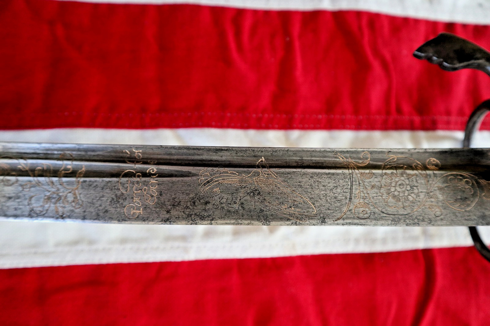 FRENCH INDIAN WAR REVOLUTIONARY WAR, GERMAN DOG HEAD SWORD CIRCA 1730-40