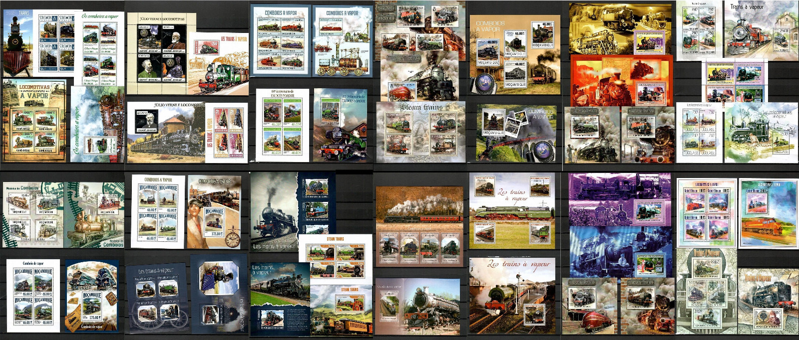 Steam locomotives trains railway 50 sheets MNH Collection [1] until 2014 #CNA162