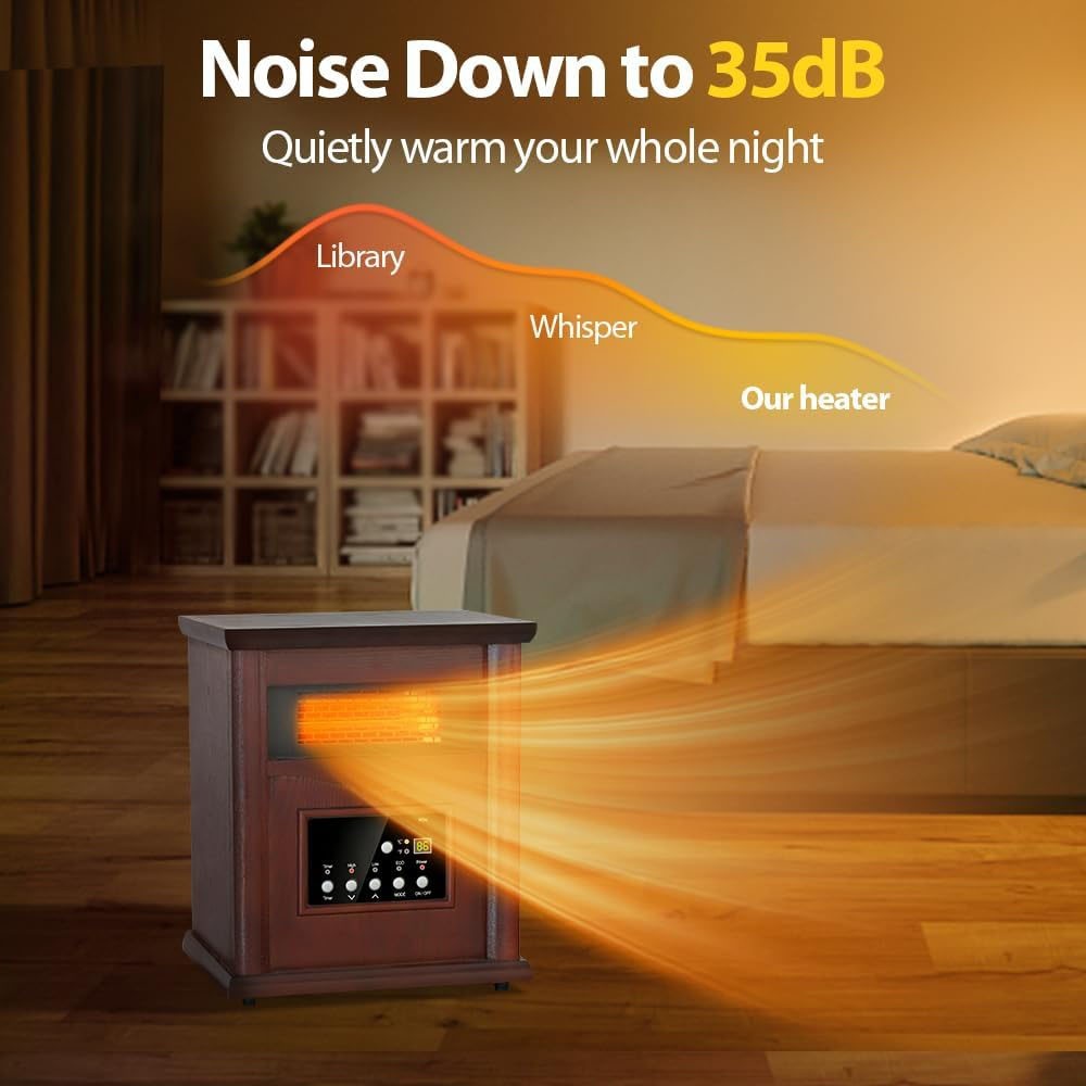 Trustech Infrared Electric Space Heater 1500W w/ Remote Control ECO Mode Cherry