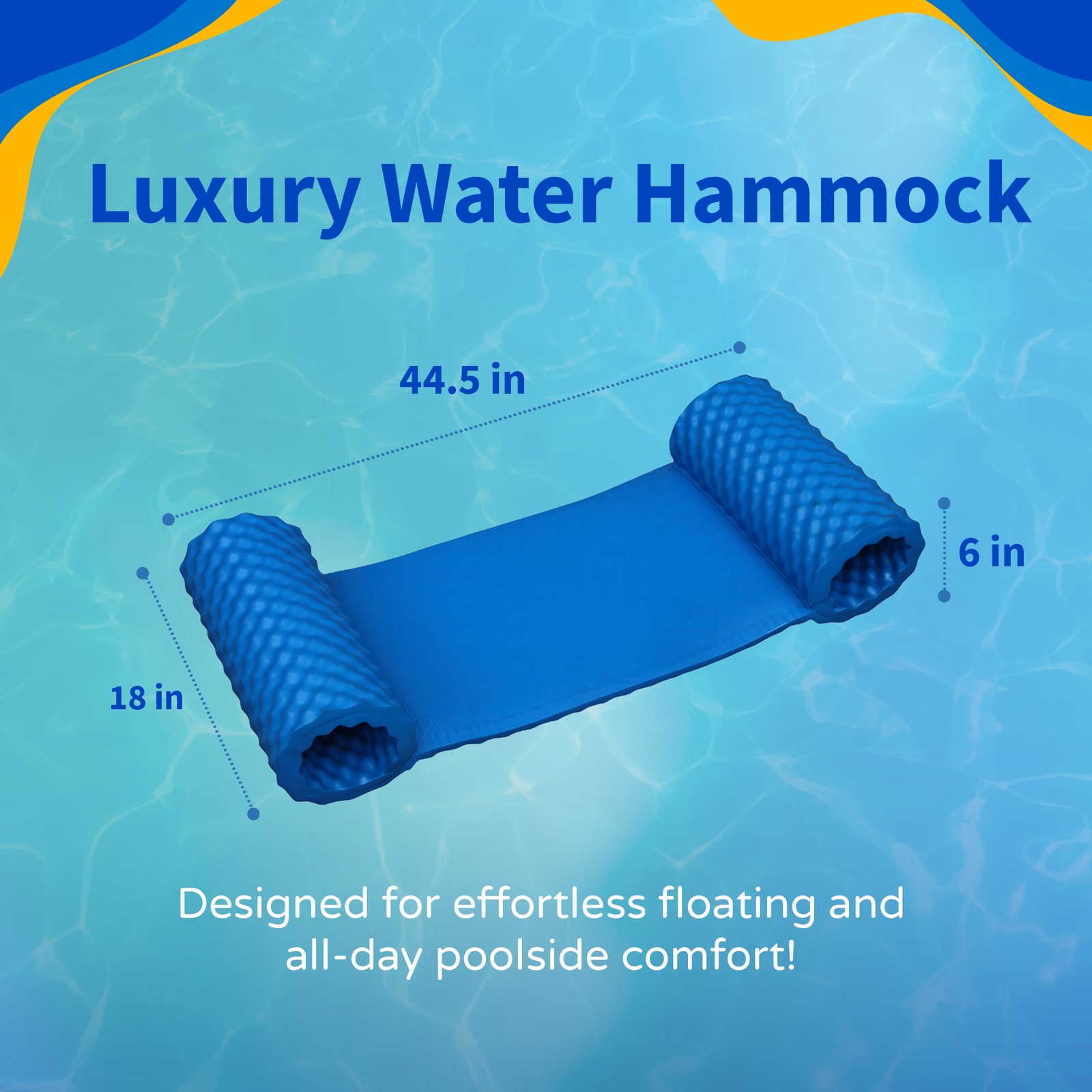 Water Hammock for Swimming Pools - Blue Luxury NBR Foam Rubber Float