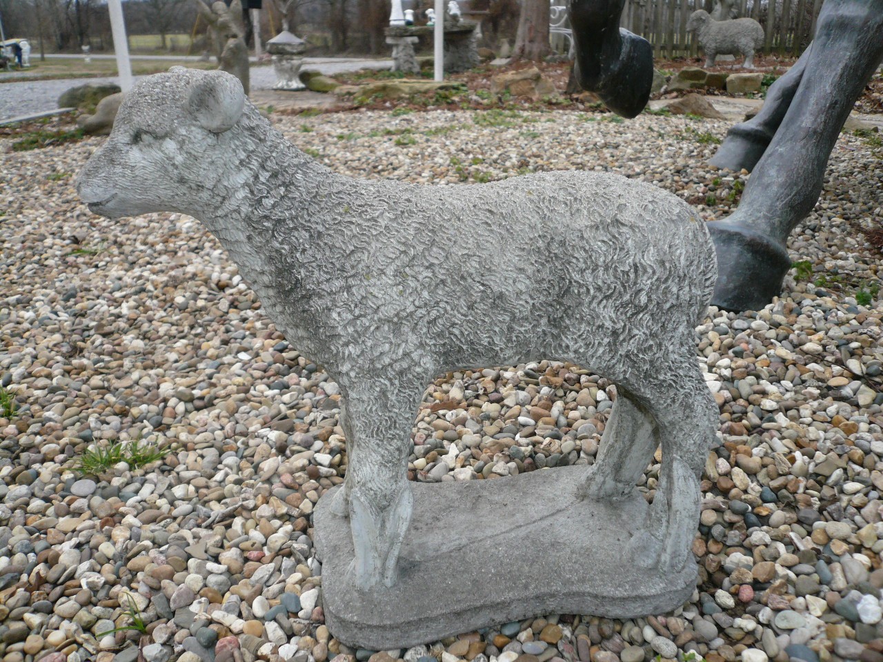CUTEST EVER VINTAGE CEMENT/CONCRETE BABY GARDEN ORNAMENT LAMB 12" TALL