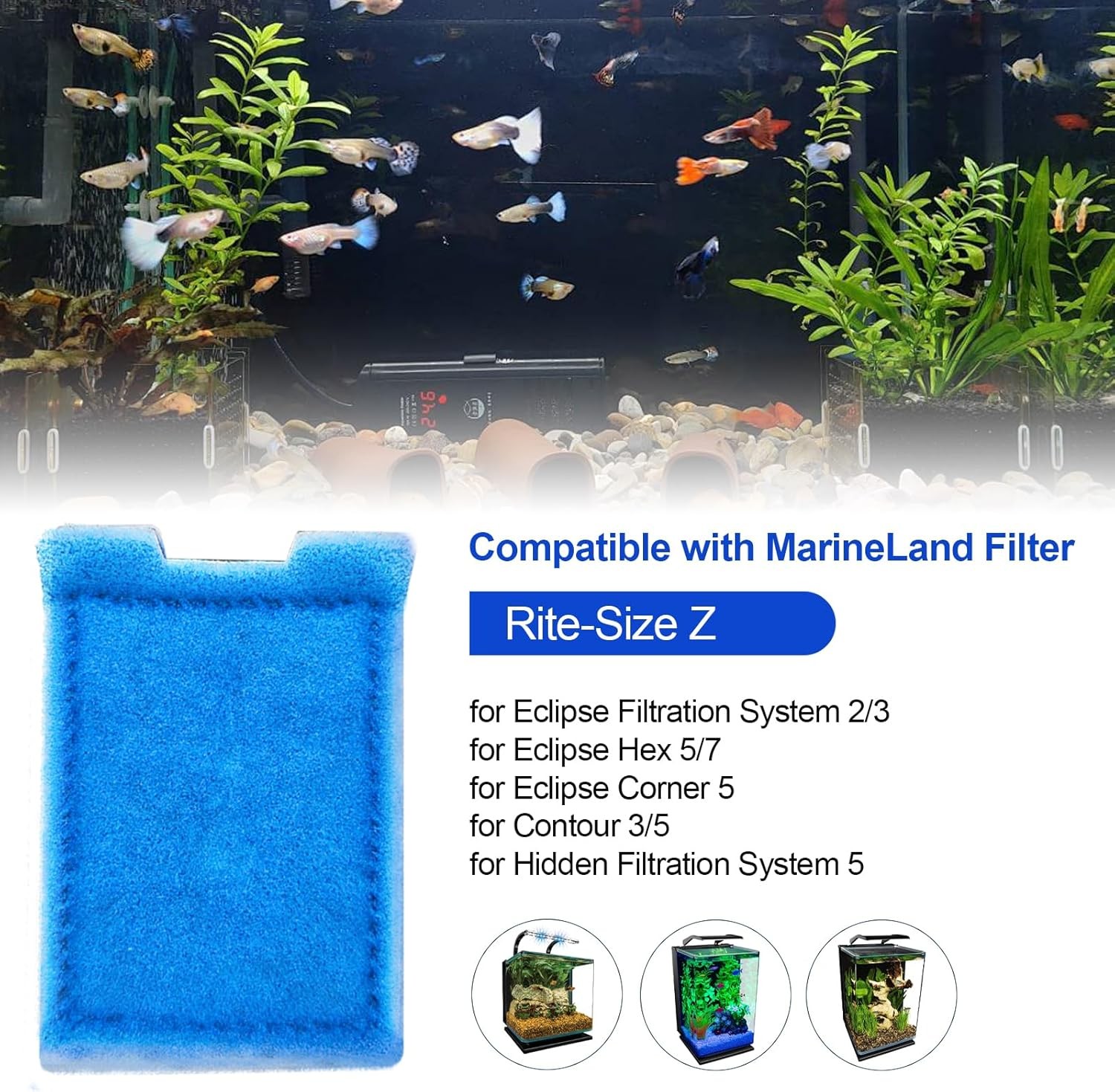 Rite-Size Z Aquarium Filters Fish Tank Filter Cartridges Compatible with...