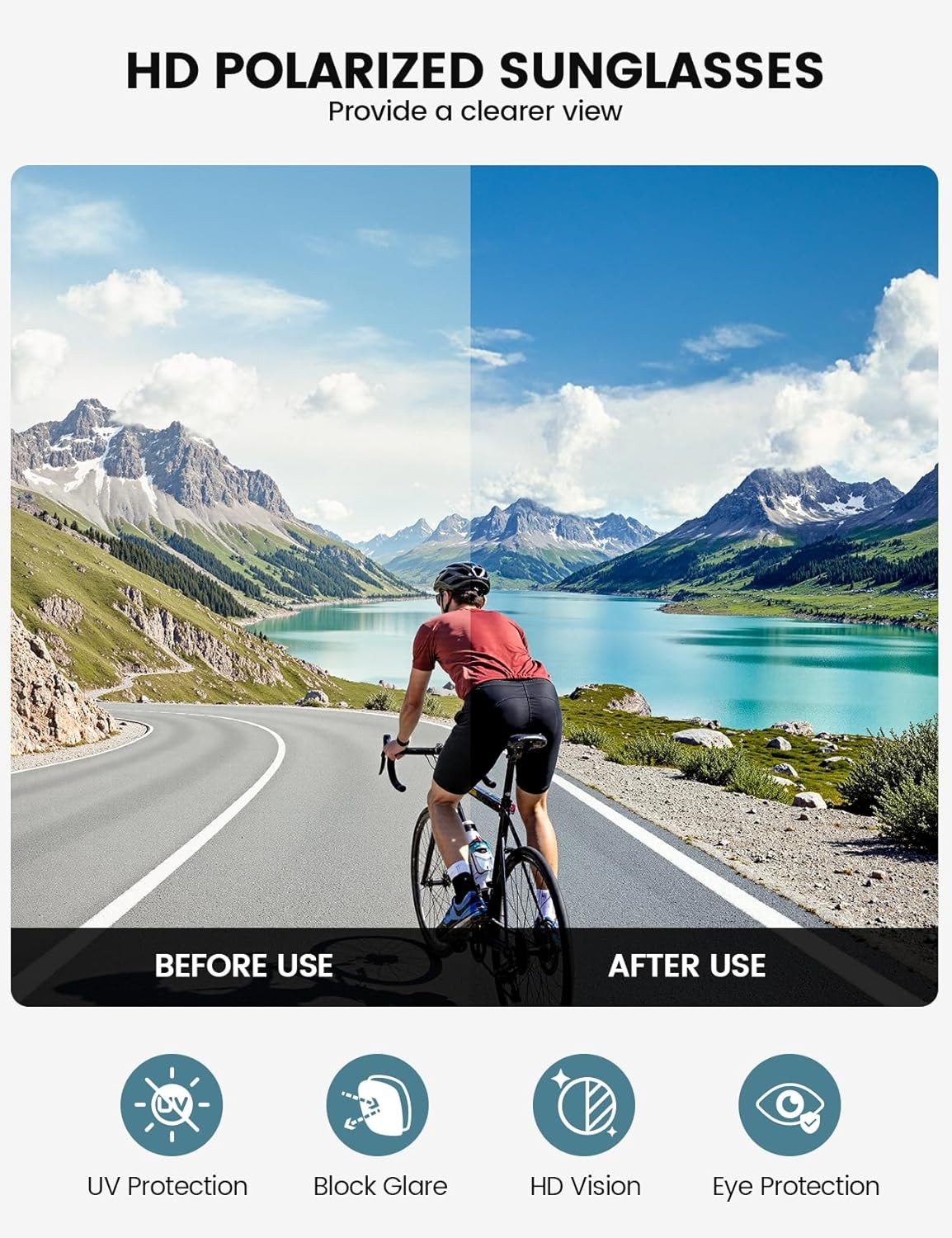 Polarized Sports Sunglasses Gray Frame Blue Green Lens