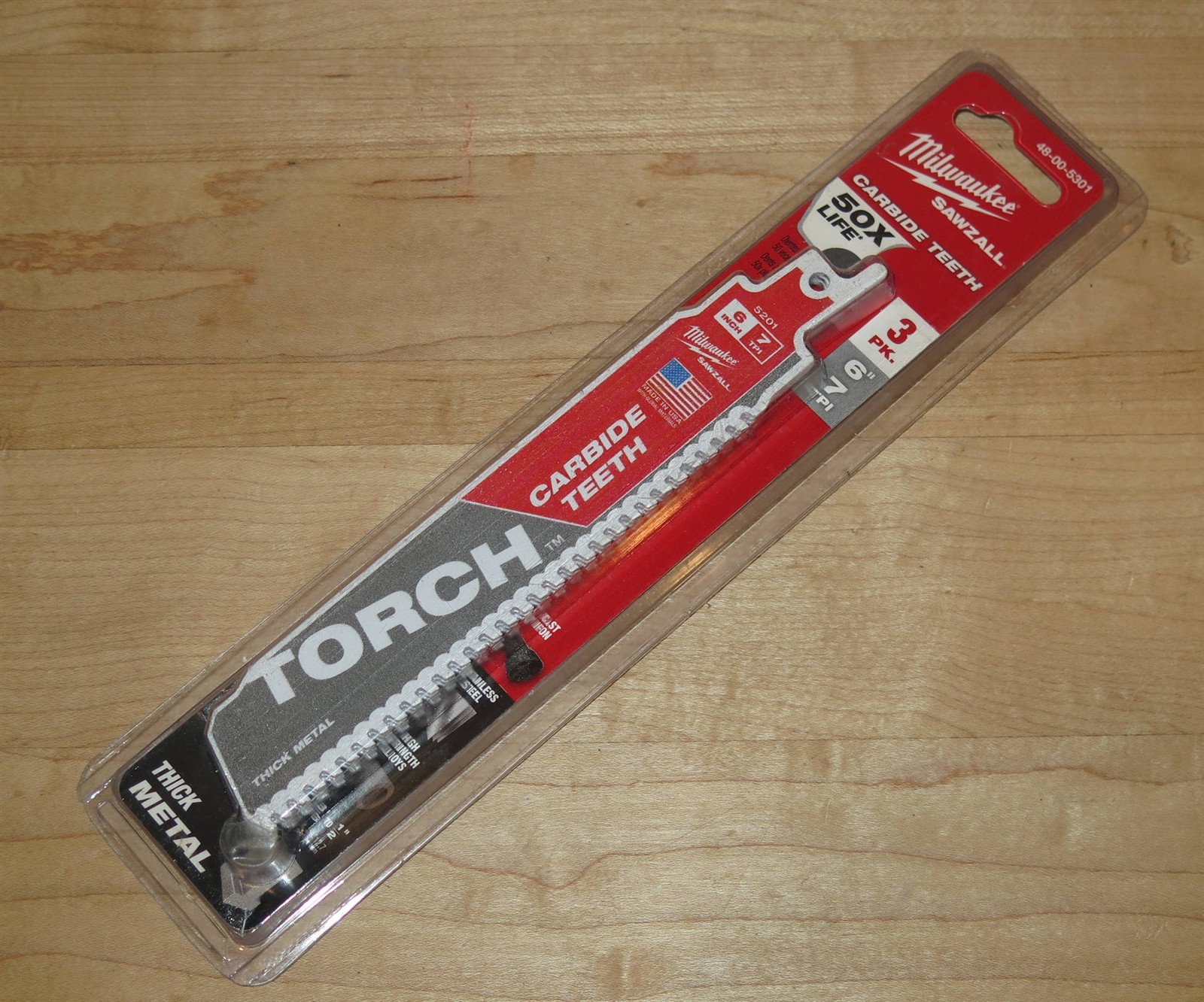 Milwaukee Sawzall TORCH 6" Reciprocating Saw Blades 48-00-5301 - 3-Pack