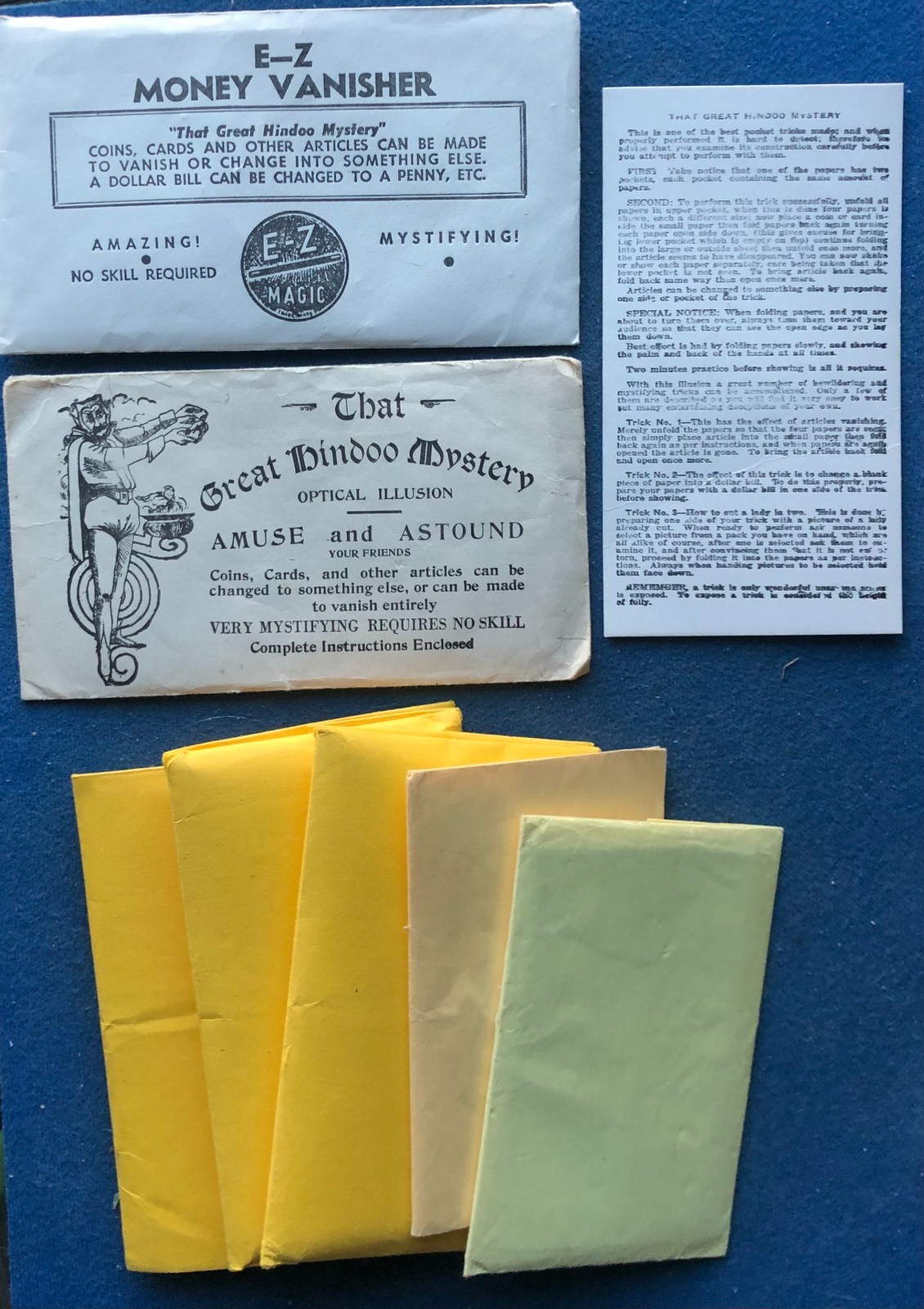 5 Vintage Magic Tricks That Great Hindoo Mystery or E-Z Money Vanishers 1960's