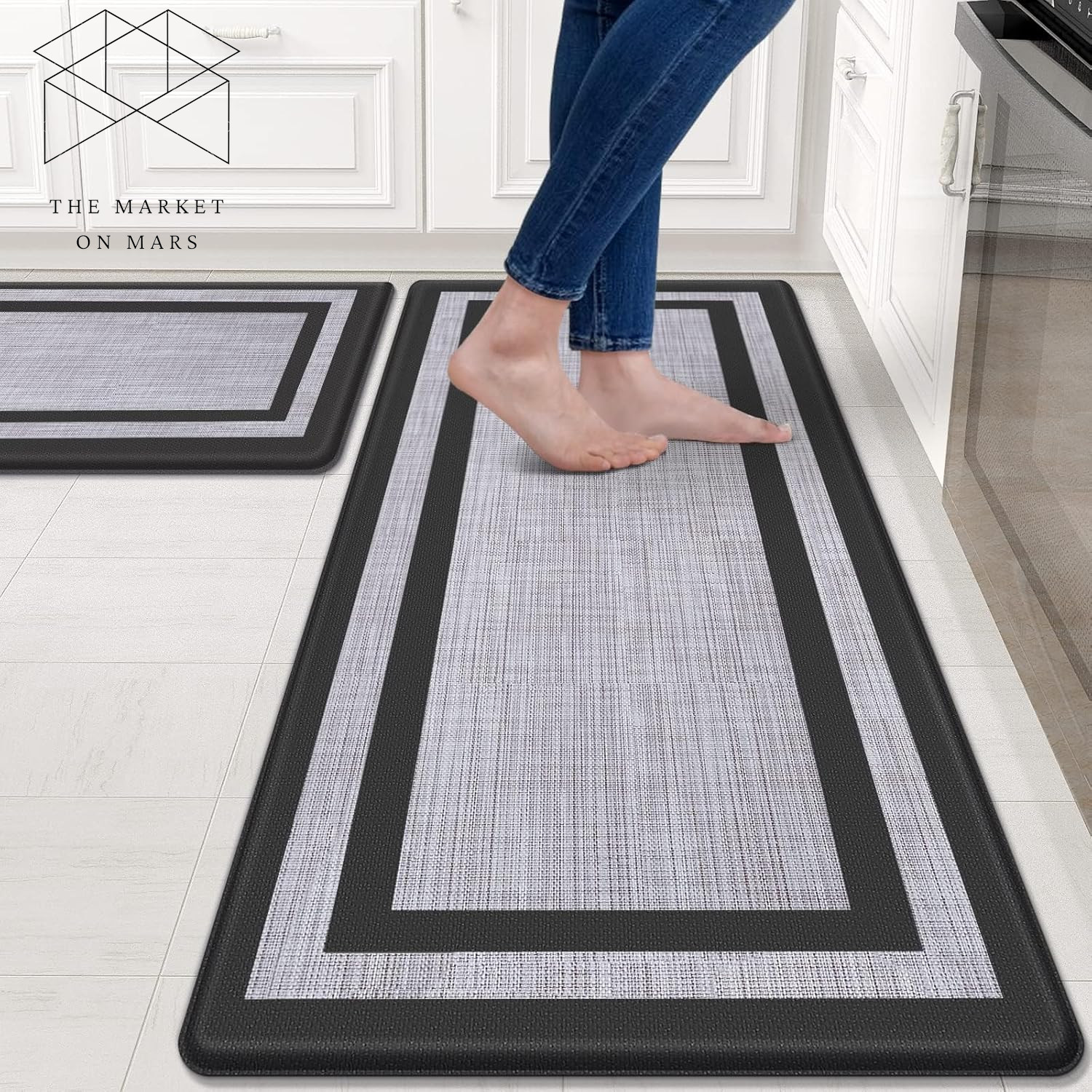 Kitchen Mats Set of 2, Cushioned Anti-Fatigue Non-Skid Rug Sets Ergonomic