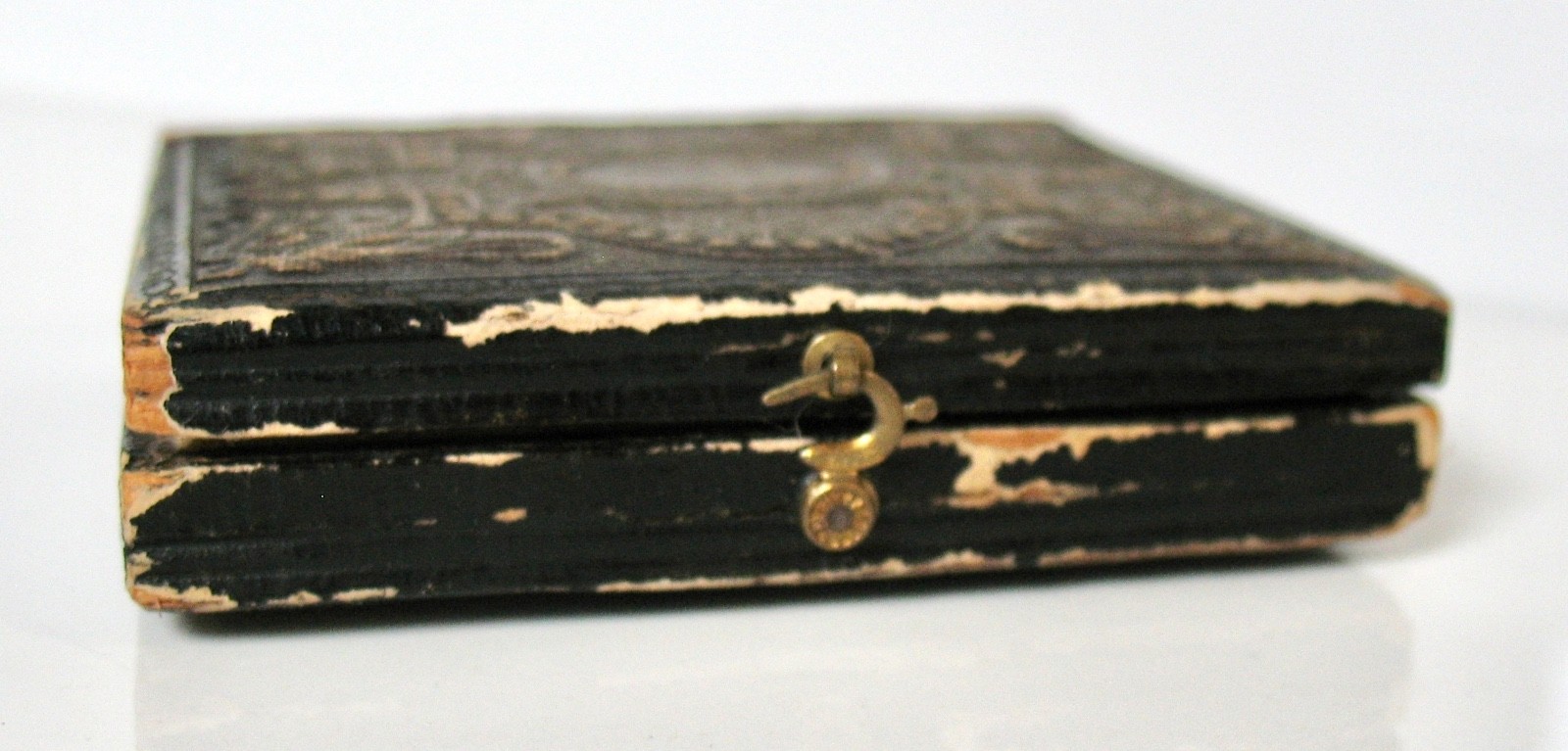 Antique Civil War Double Photograph Photo in Hinged Book Frame Man and Lady