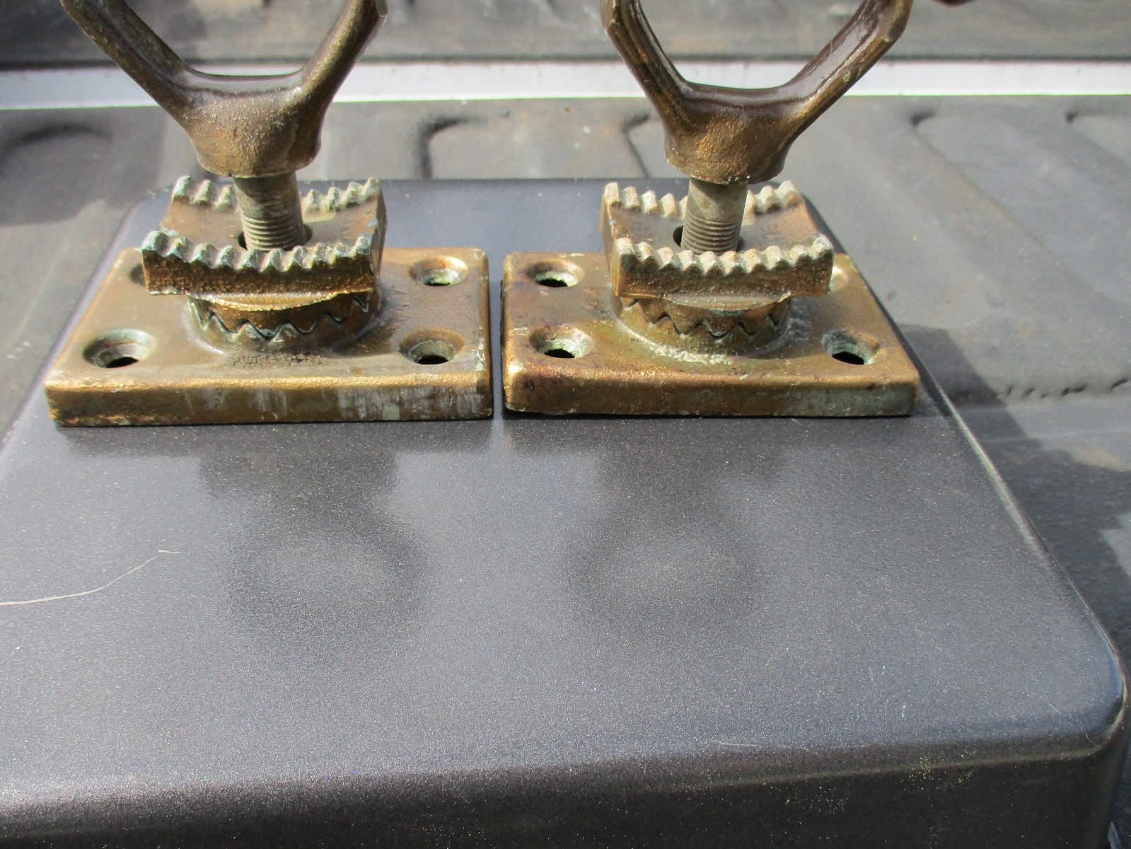 Pair of Bronze / Brass Outrigger Fishing Pole Holder Mounts