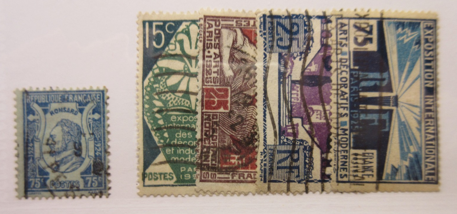 FRANCE, Scott: 219, 221, 222, 223, 225, USED, Lot33, Cat: 9.9