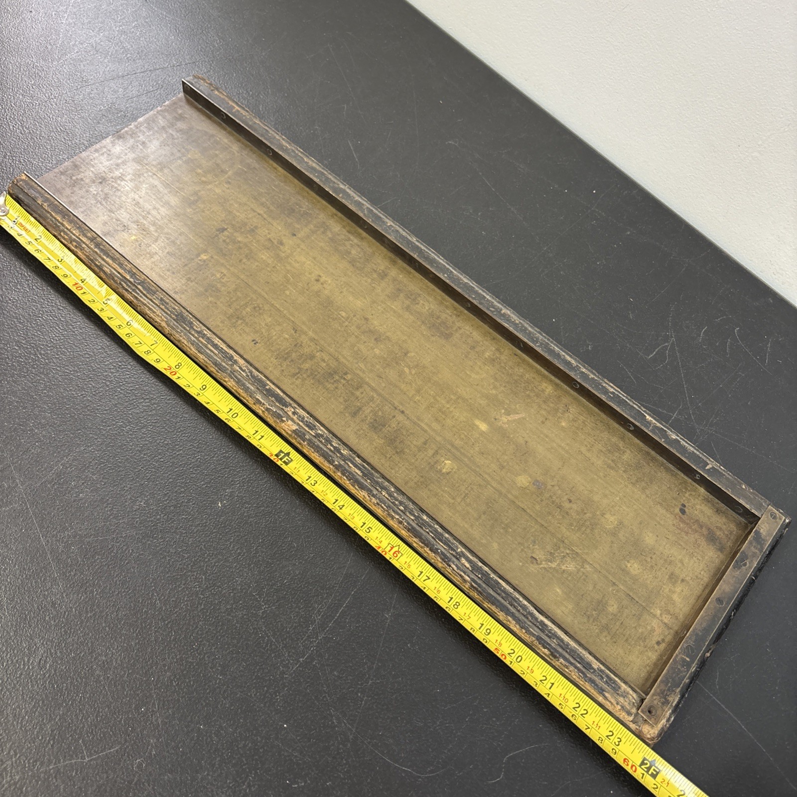 Letterpress Printer Block Type Galley Tray Brass And Wood 24”X 8”