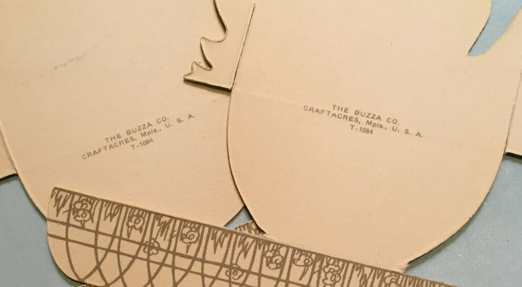 Two Vintage Bridge Place Cards Redhead Girl and Boy Enjoying Wild Flowers Buzza