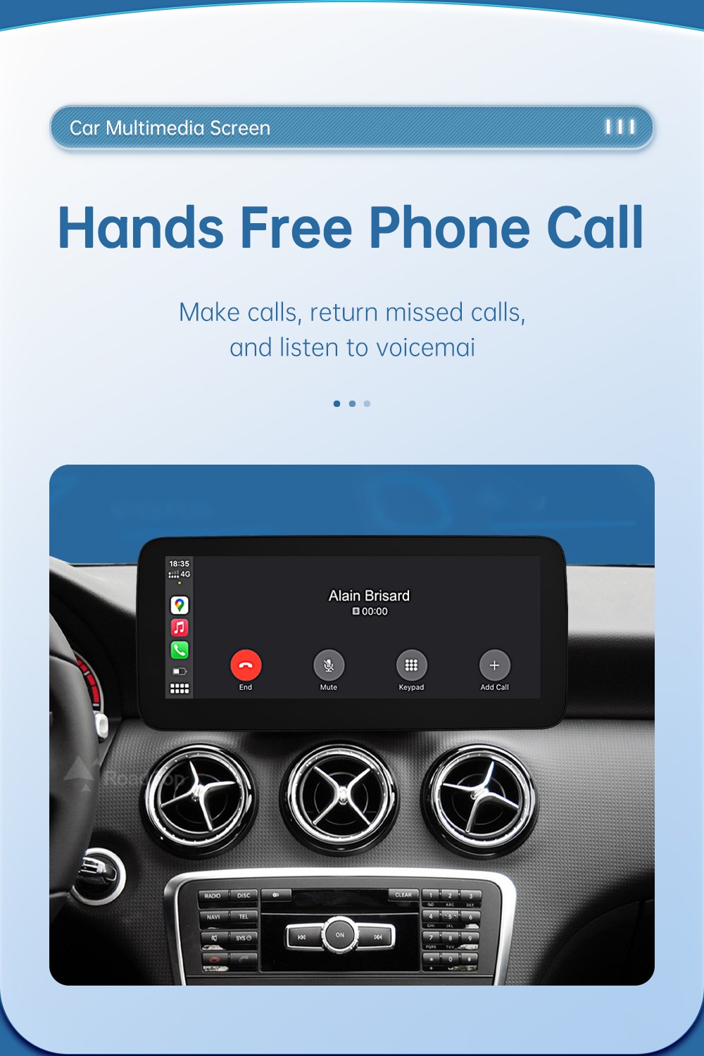 12.3" Wireless CarPlay Multimedia Touch Screen For Benz A B GLA CLA 2013-2019