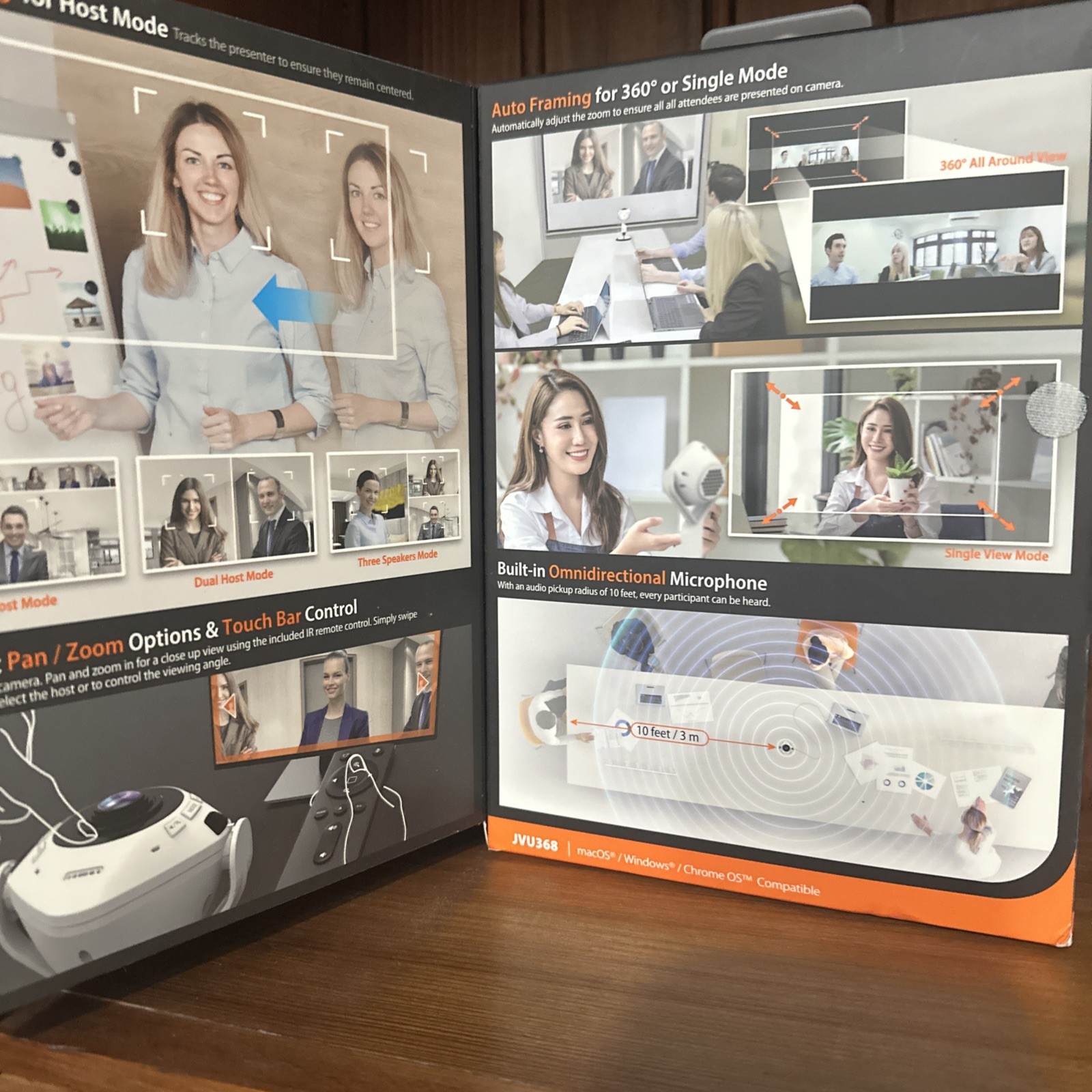 j5create 360 All Around AI-Powered Conference Room Camera with Speakerphone New