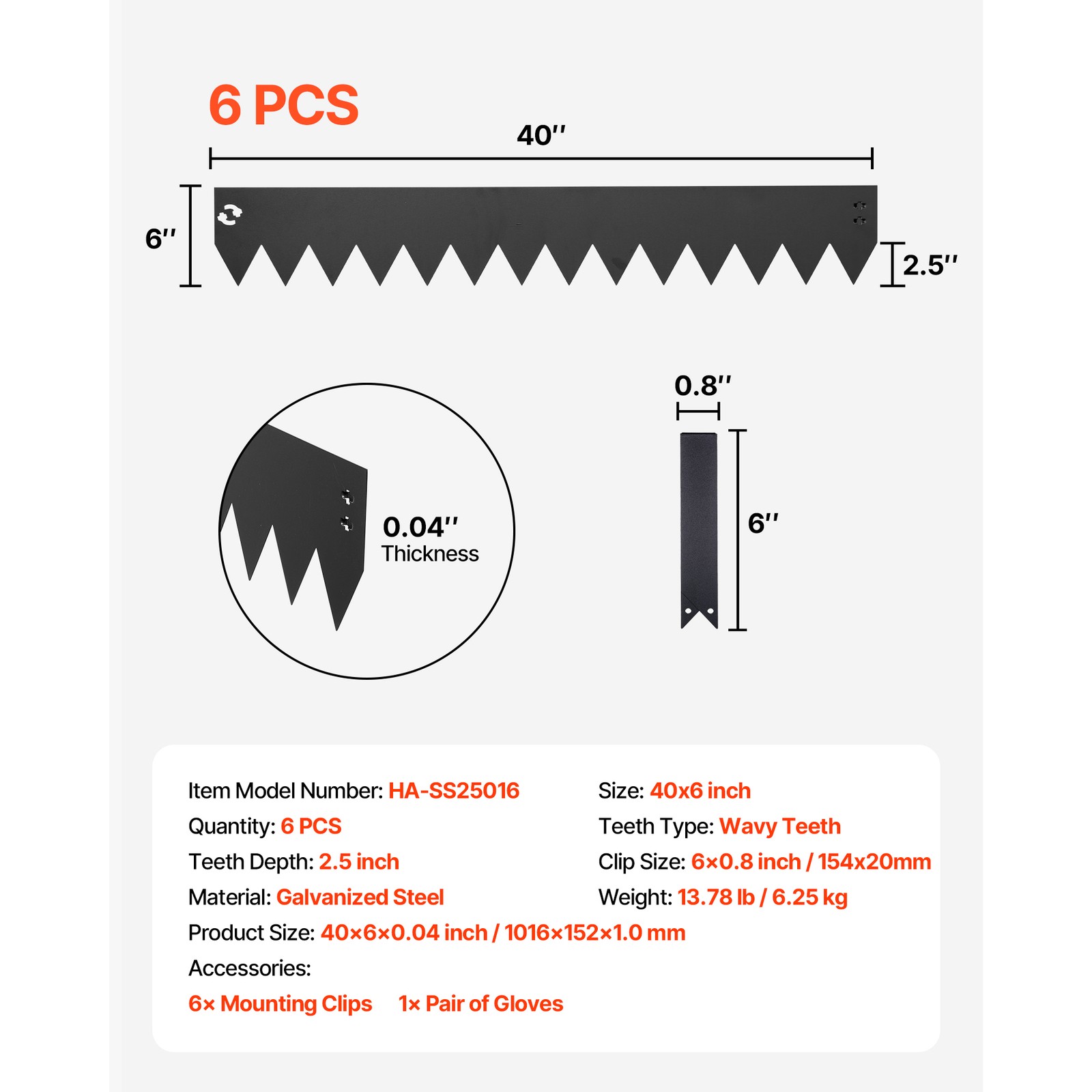 Uimoso Galvanized Steel Garden Edging 40 x 6 in Flexible Metal Landscape Border