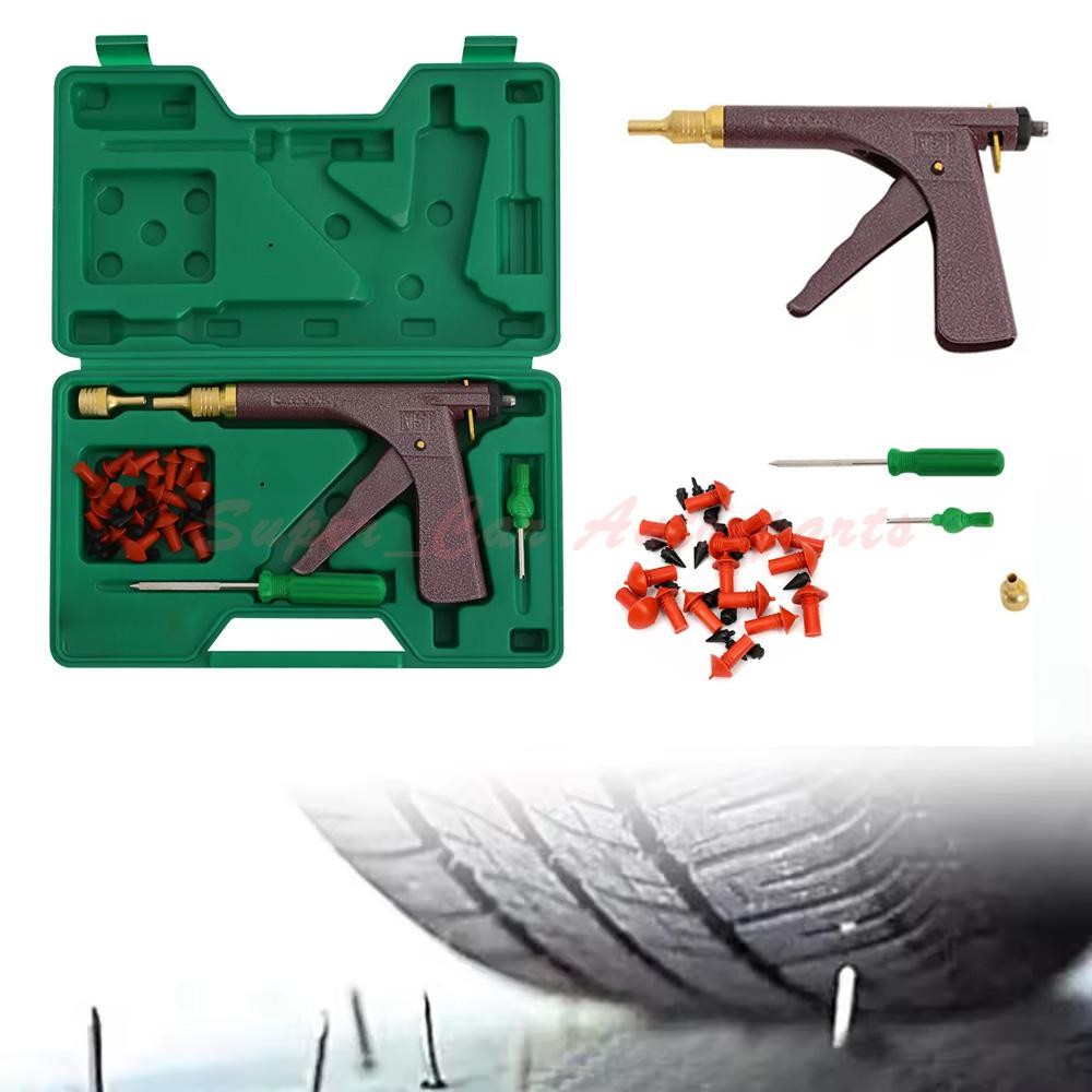 Tire Plugger Tubeless Tire Wheel Repair Gun Kit Mushroom Plug Probe Nozzle USA