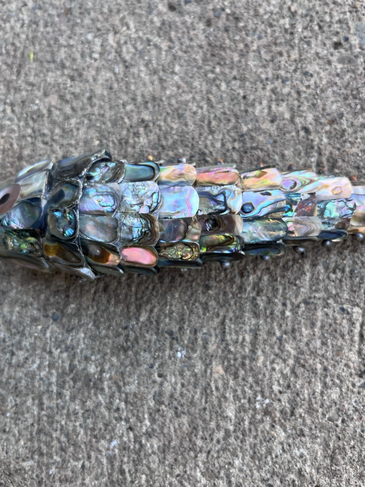 Vintage Articulated Abalone Shell Fish Bottle Opener Mexican