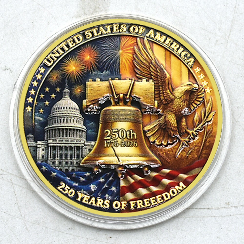 1776–2026 United States 250 Years of Freedom Coin Gold-Plated Anniversary Medal