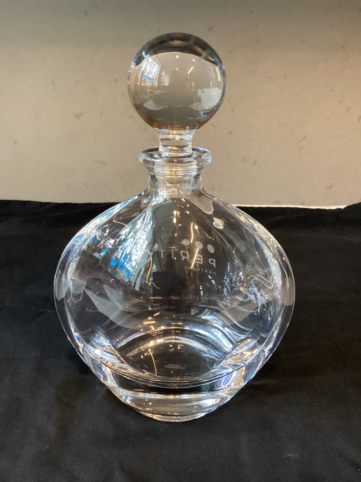 Crystalite Bohemia Crystal Decanter Carafe, Business Engraving, 22 oz/650 ml