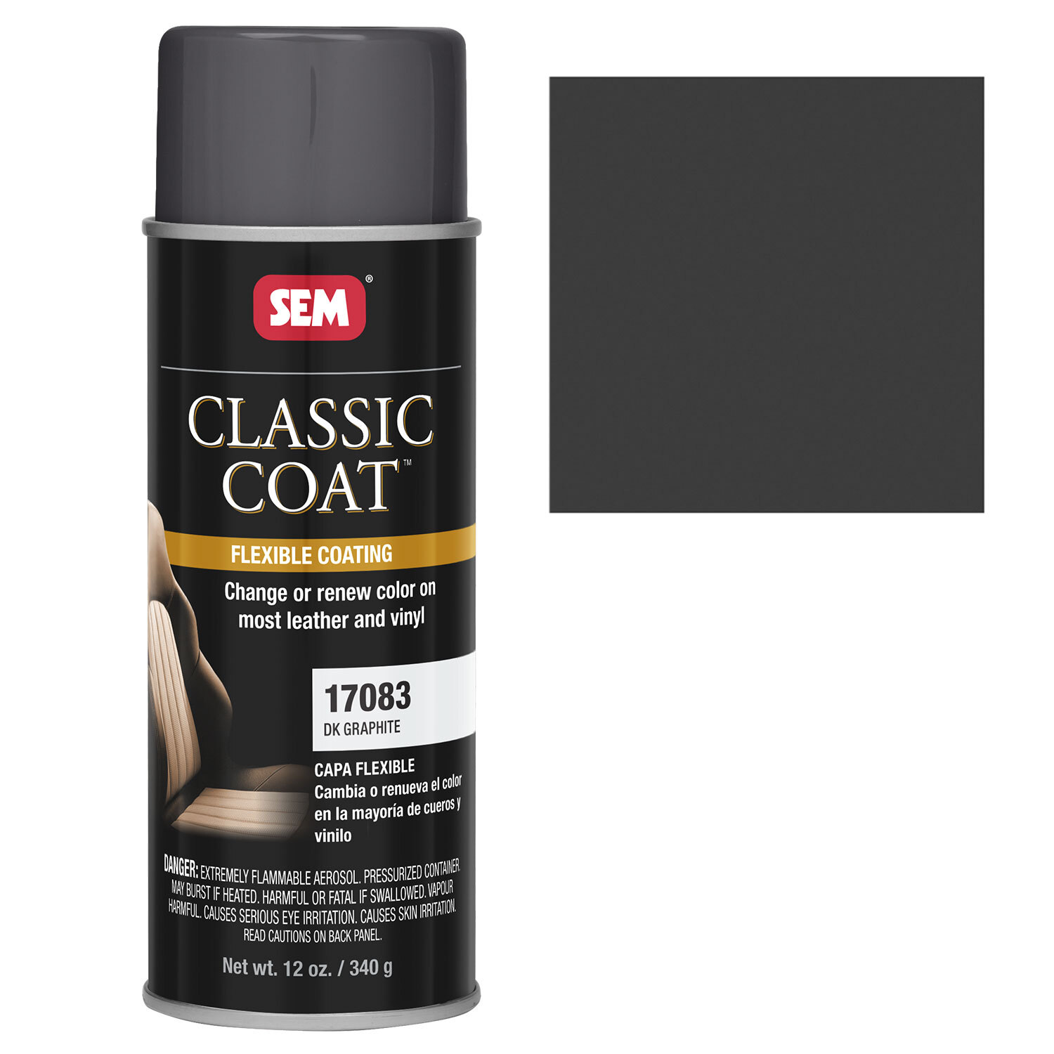 SEM Classic Coat Paint Leather Vinyl Dark Graphite Aerosol 12 oz. Ea 17083