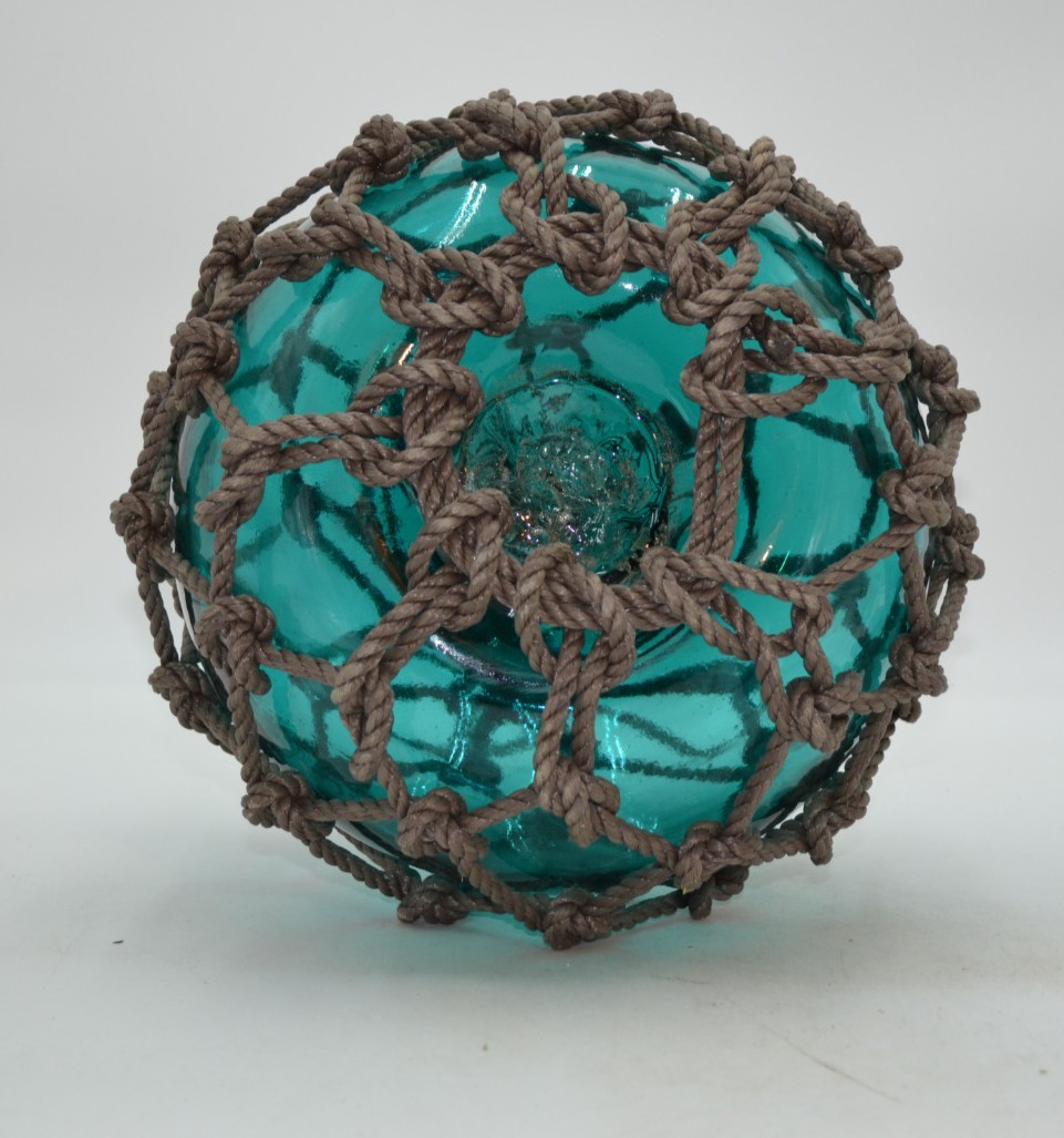 VINTAGE GLASS FISHING FLOAT IN TURQUOISE