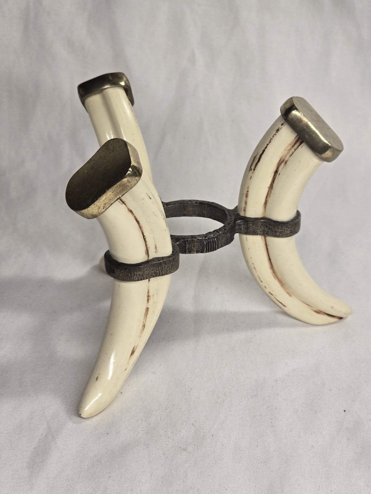 Vintage African Warthog Tri-Leg Display Stand - Brass Gold Metal - 4" x 3.75"