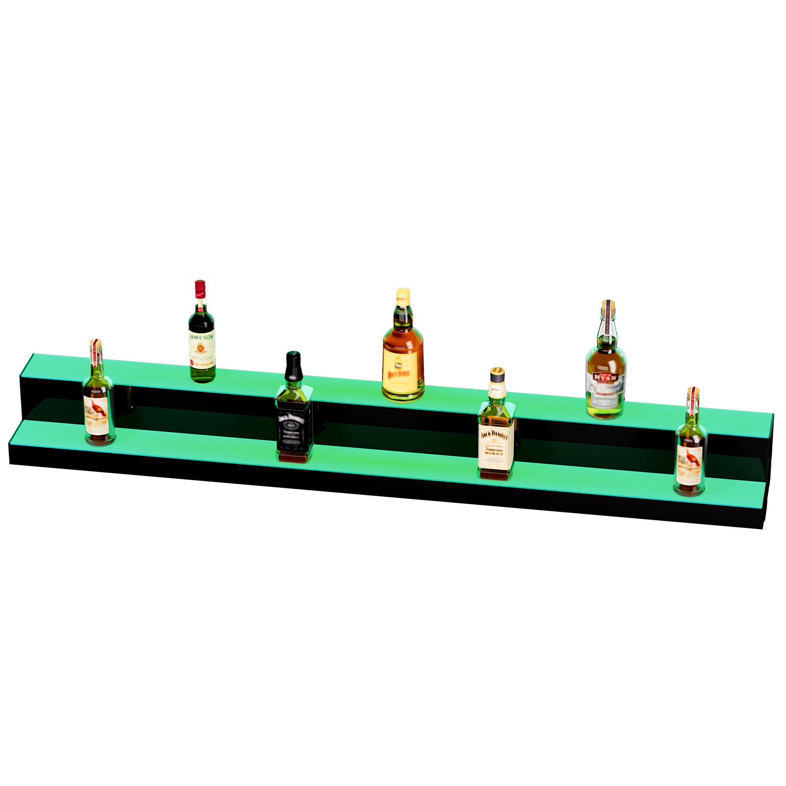 VEVOR60" 2-Step LED Lighted Liquor Bottle Display Bar Shelf RF & App Control