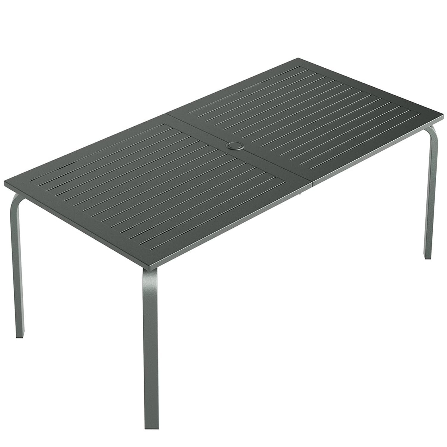 Outdoor Dining Table 71" Marine Grade Aluminum Umbrella Hole Rust Proof for Pool