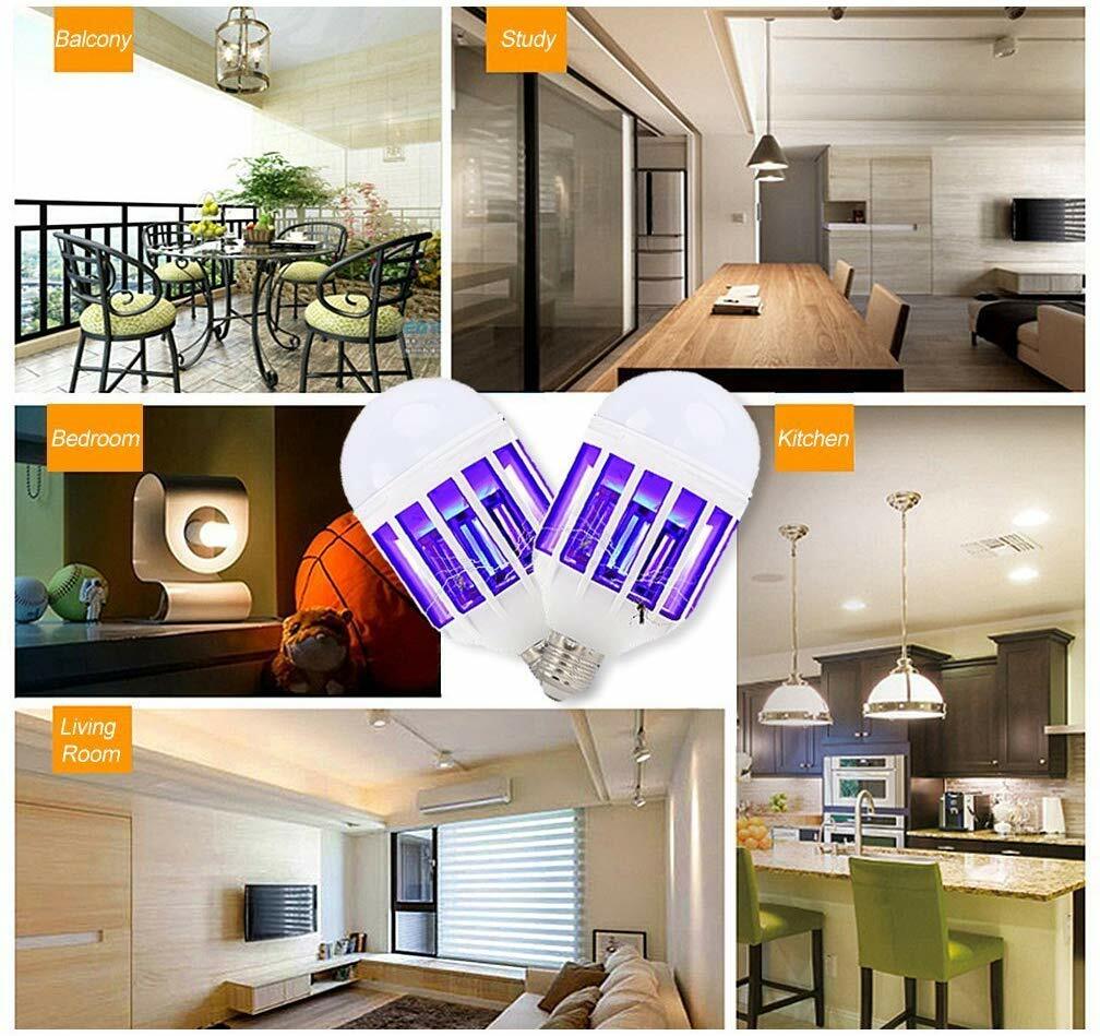 2 Pcs Bug Zapper Light Bulb Mosquito Insect Killer Lamp Indoor Outdoor Fly Trap