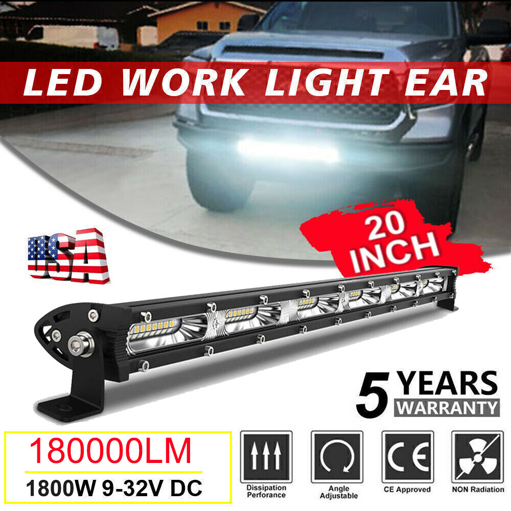 20inch LED Light Bar Spot Flood Combo +4" Pods Offroad For Jeep Truck SUV+Wiring