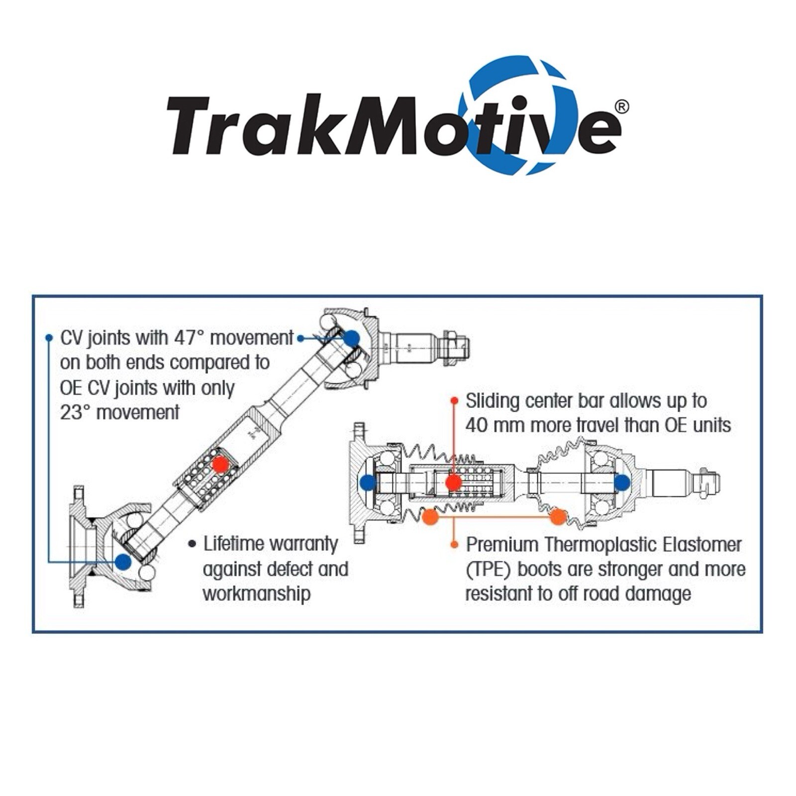 Extended Travel CV Axle Shaft for 2019-2023 Silverado Sierra 1500 (0-6” Lift)