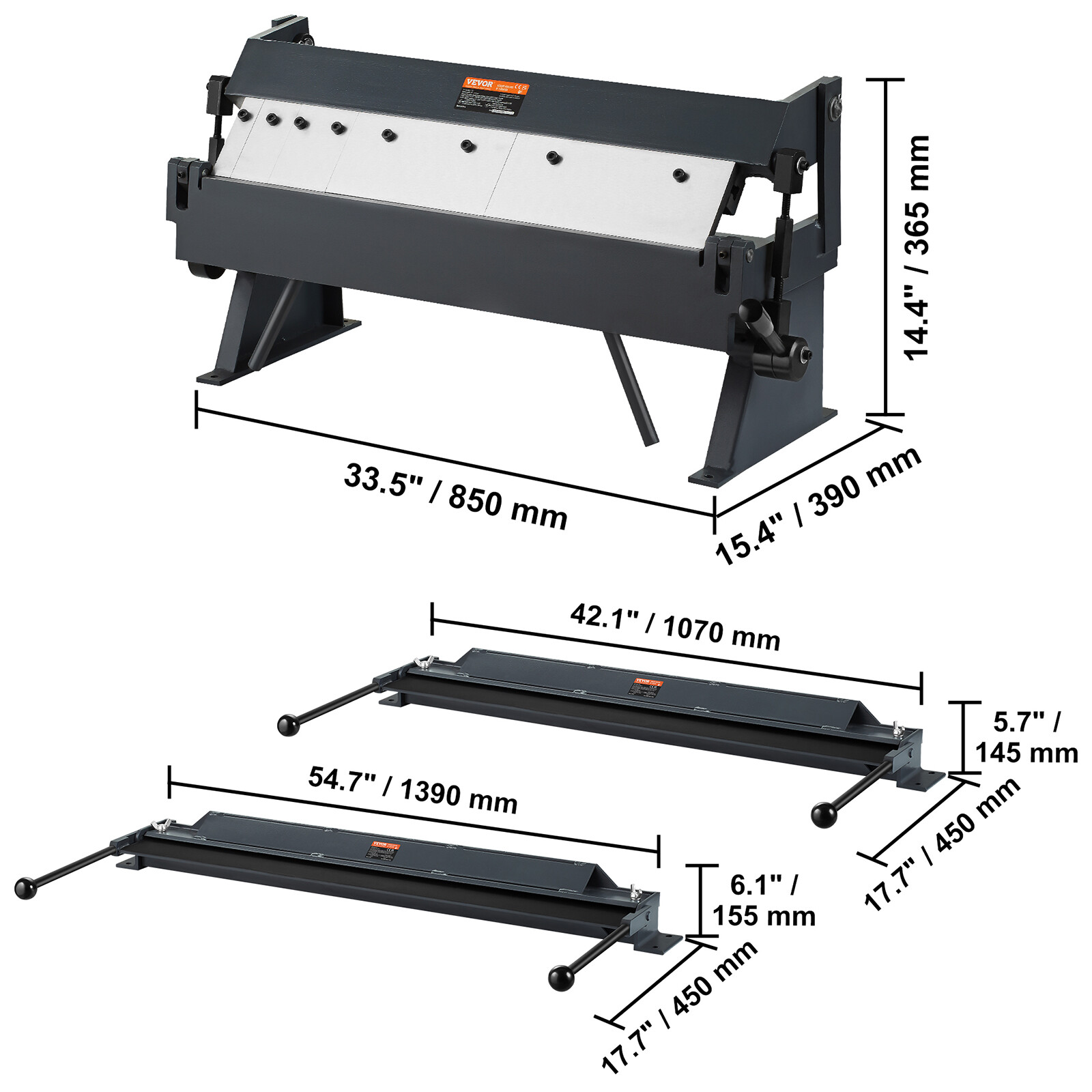 VEVOR 24/36/48 in Box And Pan Brake Sheet Metal Bender 0-130° Bending 14 Gauge