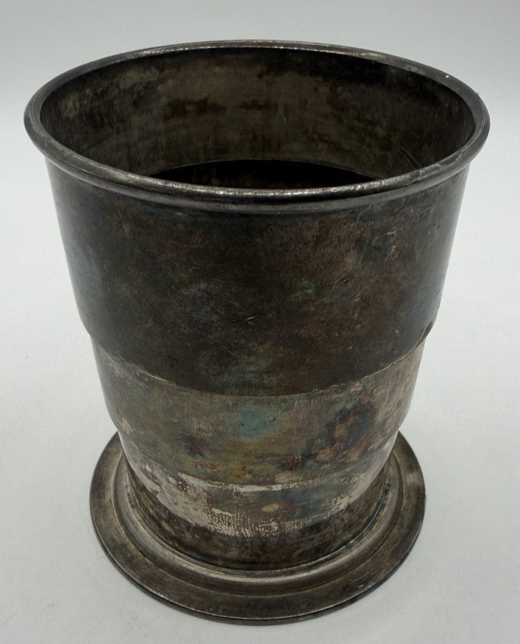 Antique Silverplate Collapsible Cup Simpson Hall Miller Quadruple Plate - 3"